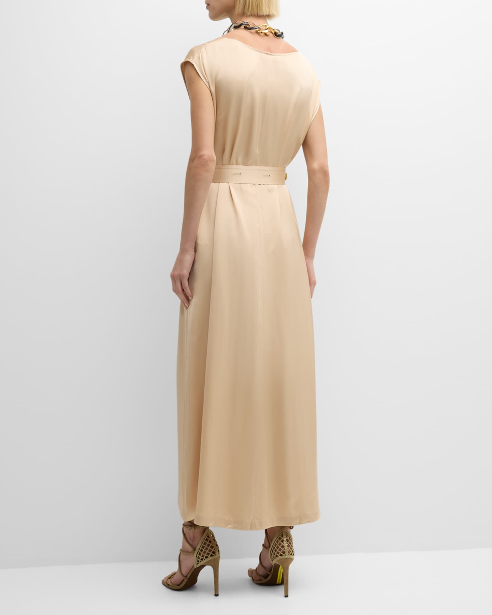 Fabiana Filippi Brown Sleeveless Deep V-neck A-line Long Maxi Dress main image 1