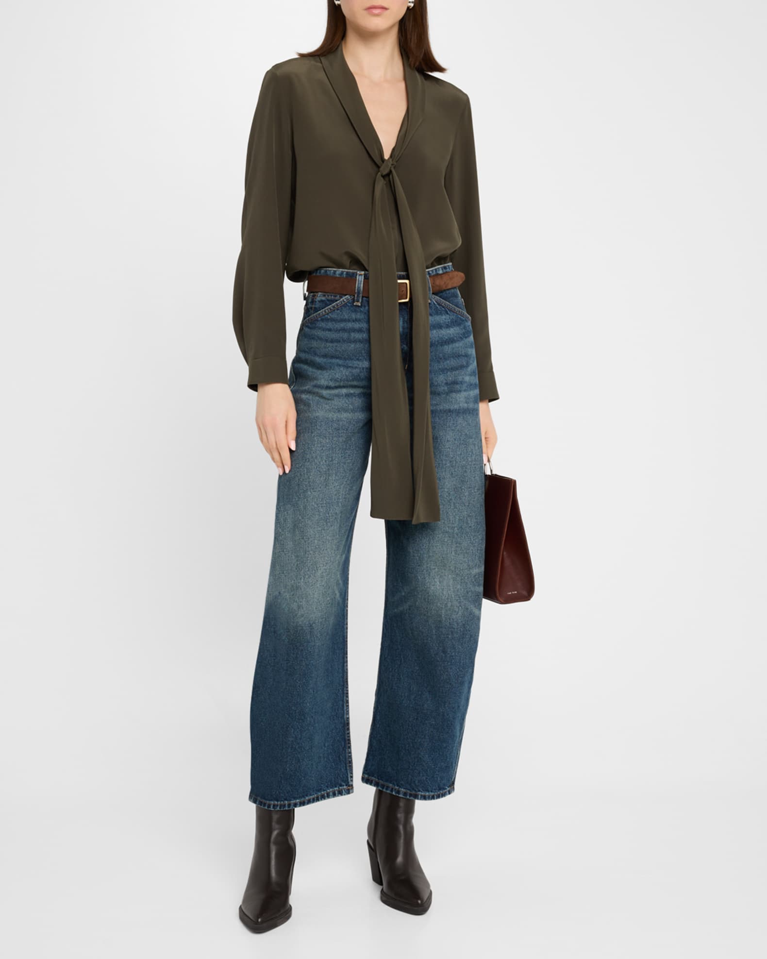 Angelique Long Tie-Neck Silk Blouse 1
