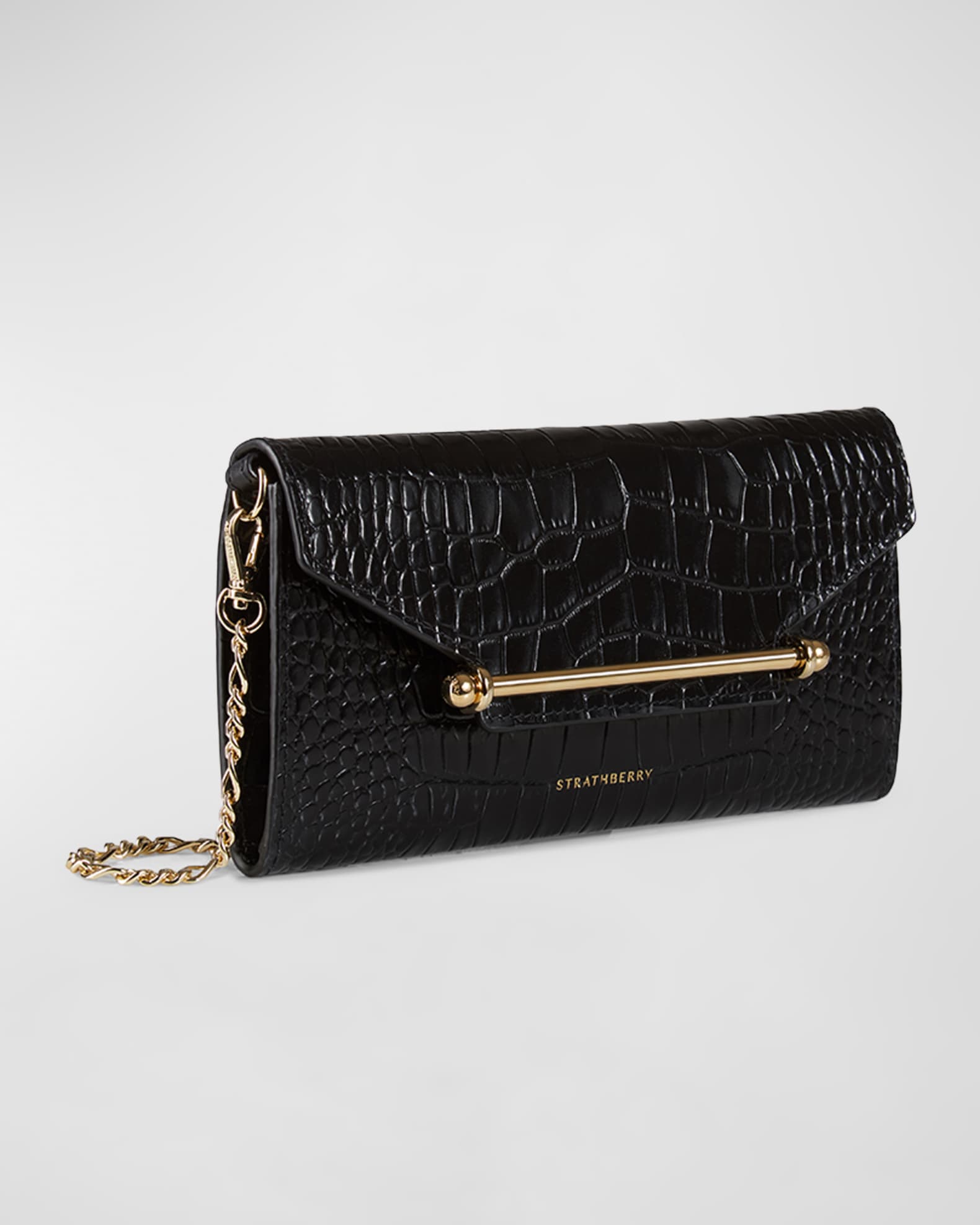 STRATHBERRY Multrees Croc-Embossed Wallet on Chain | Neiman Marcus