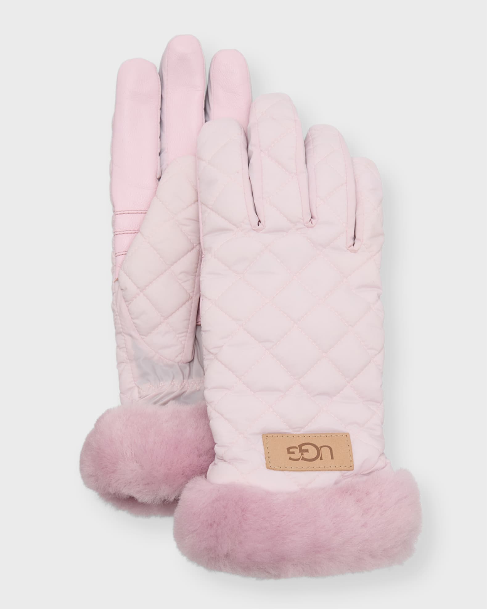 UGG Quilted Performance Gloves With Faux Fur Cuffs Neiman Marcus