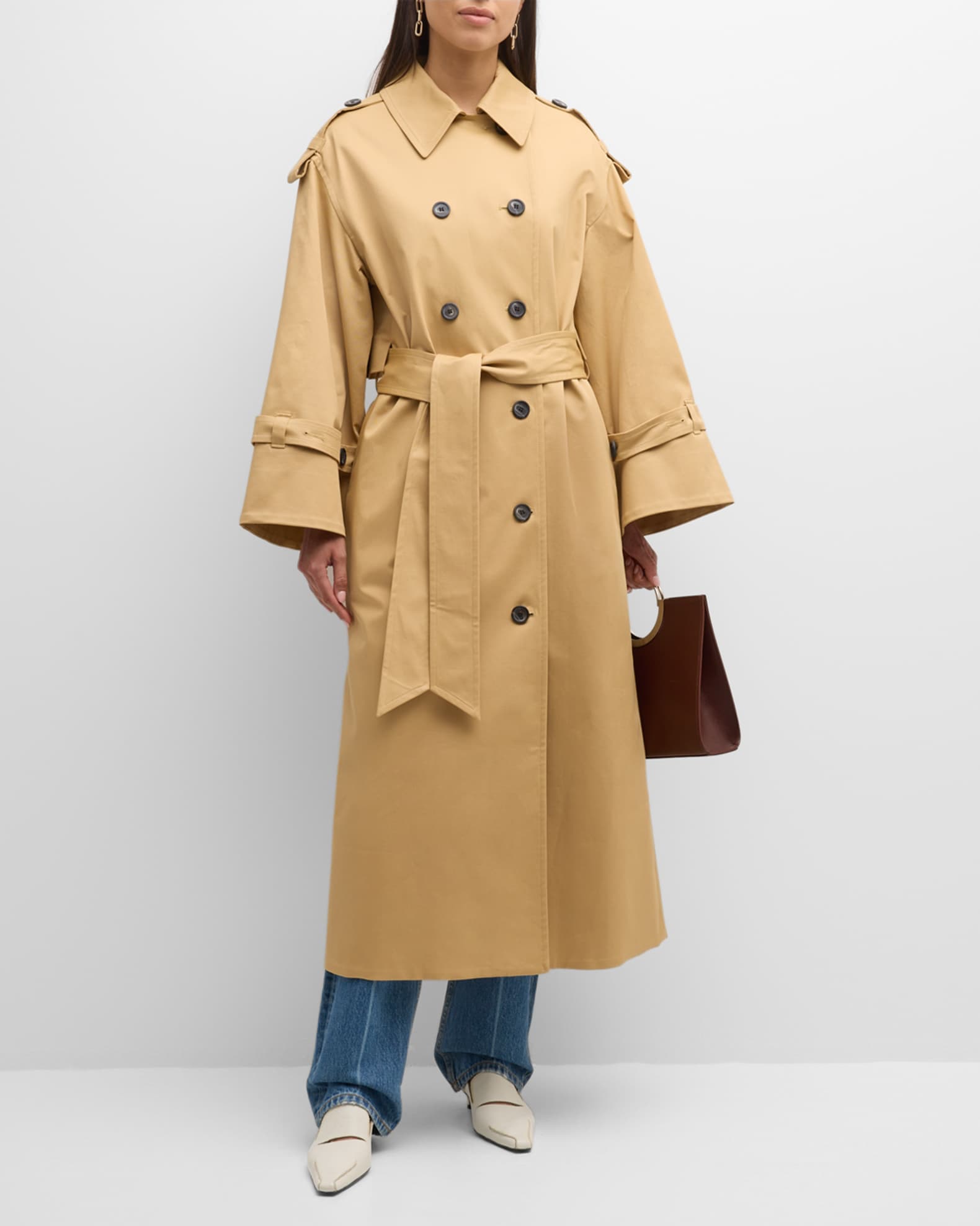 by Malene Birger Alanis Double Breasted Cotton Twill Trench Coat