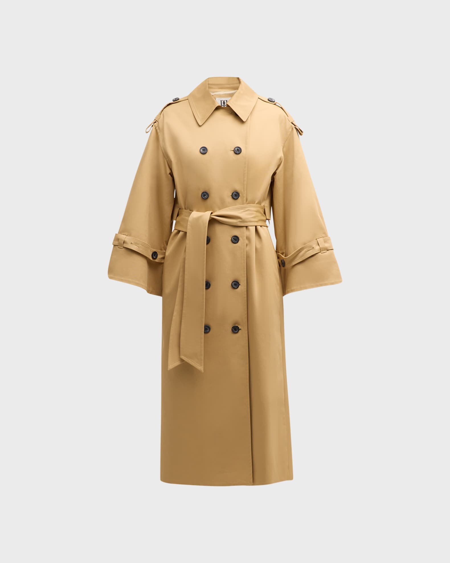 Double-breasted twill trench coat