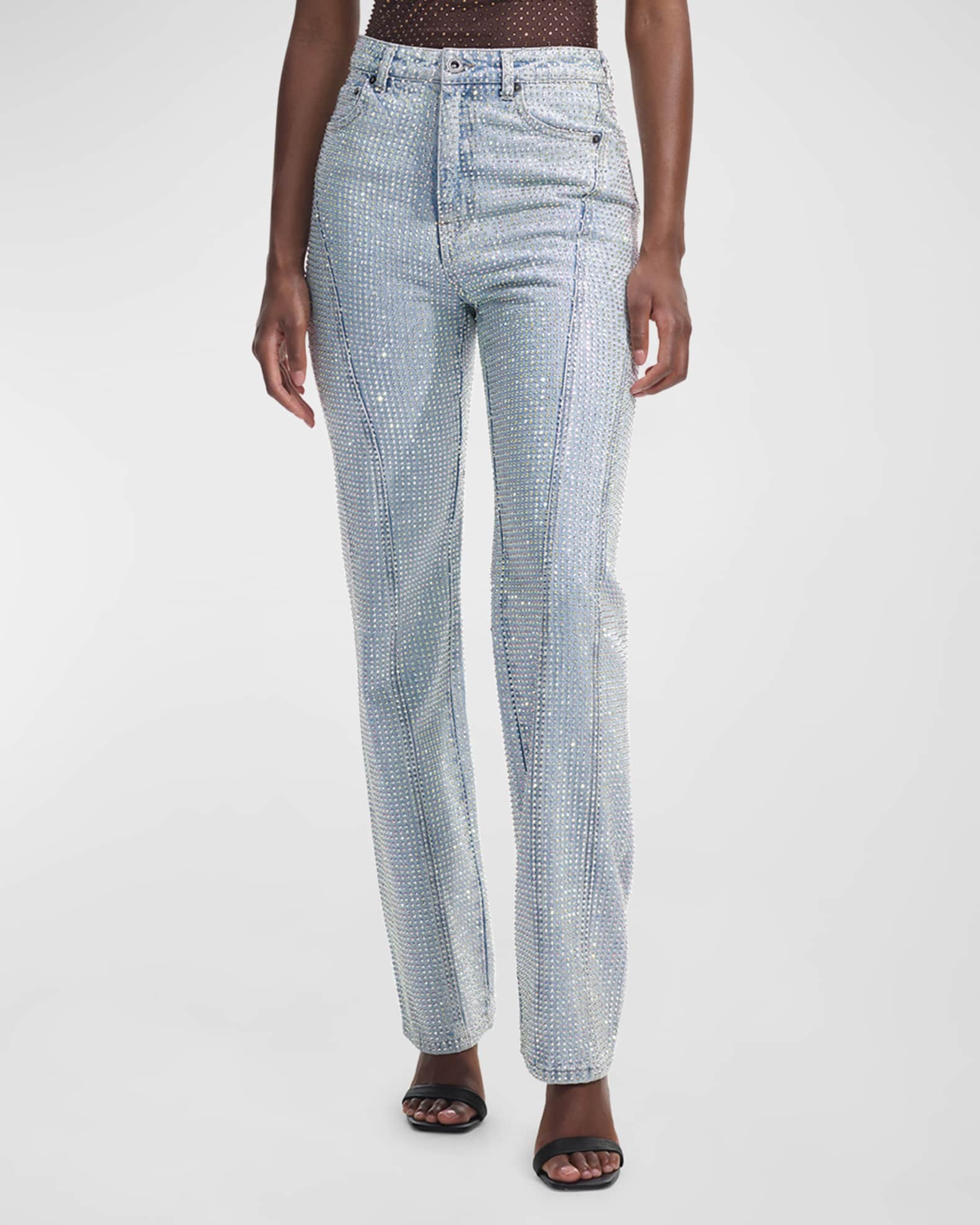 Embellished straight leg jeans hotsell