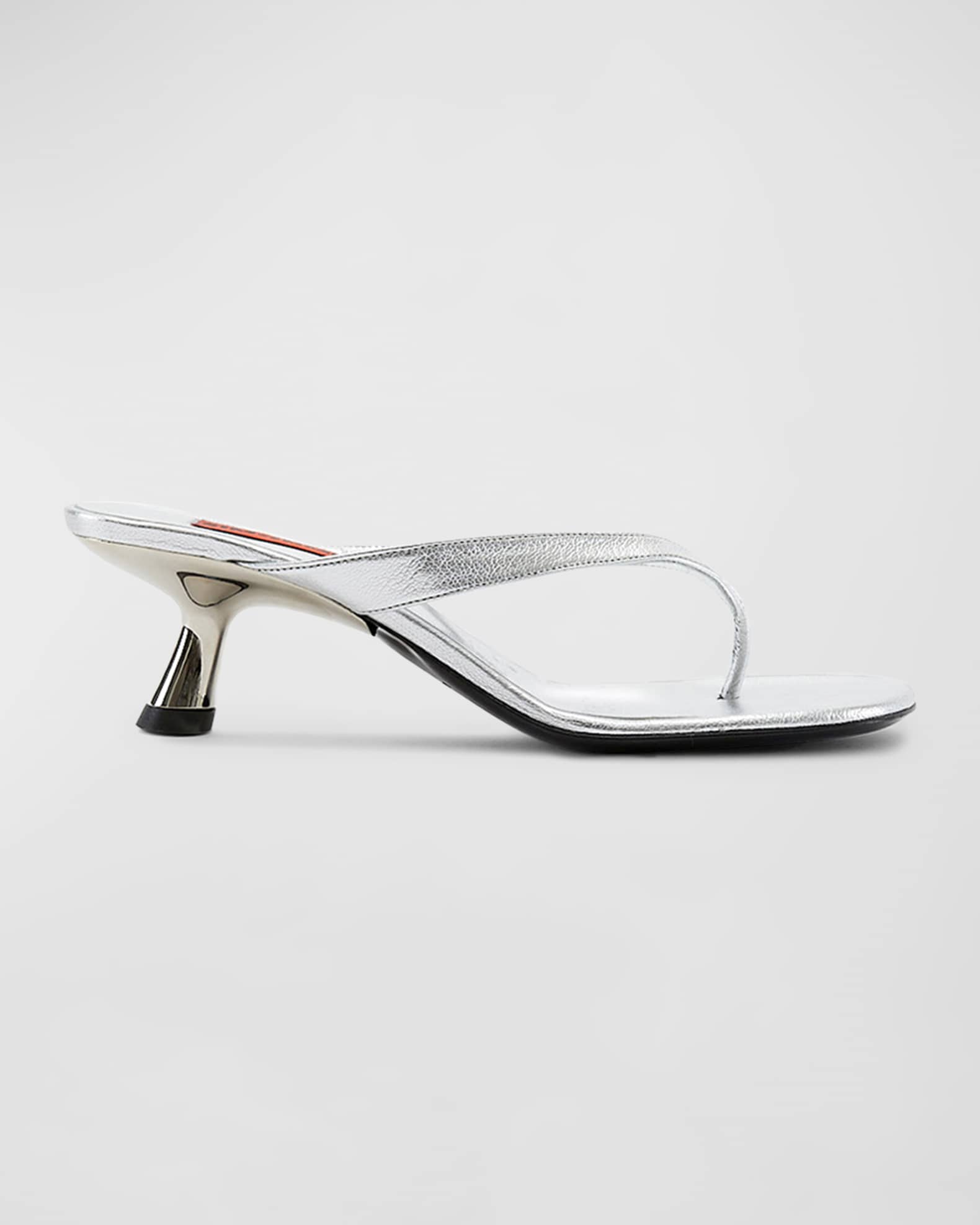 SIMONMILLER Beep Metallic Kitten-Heel Thong Sandals | Neiman Marcus