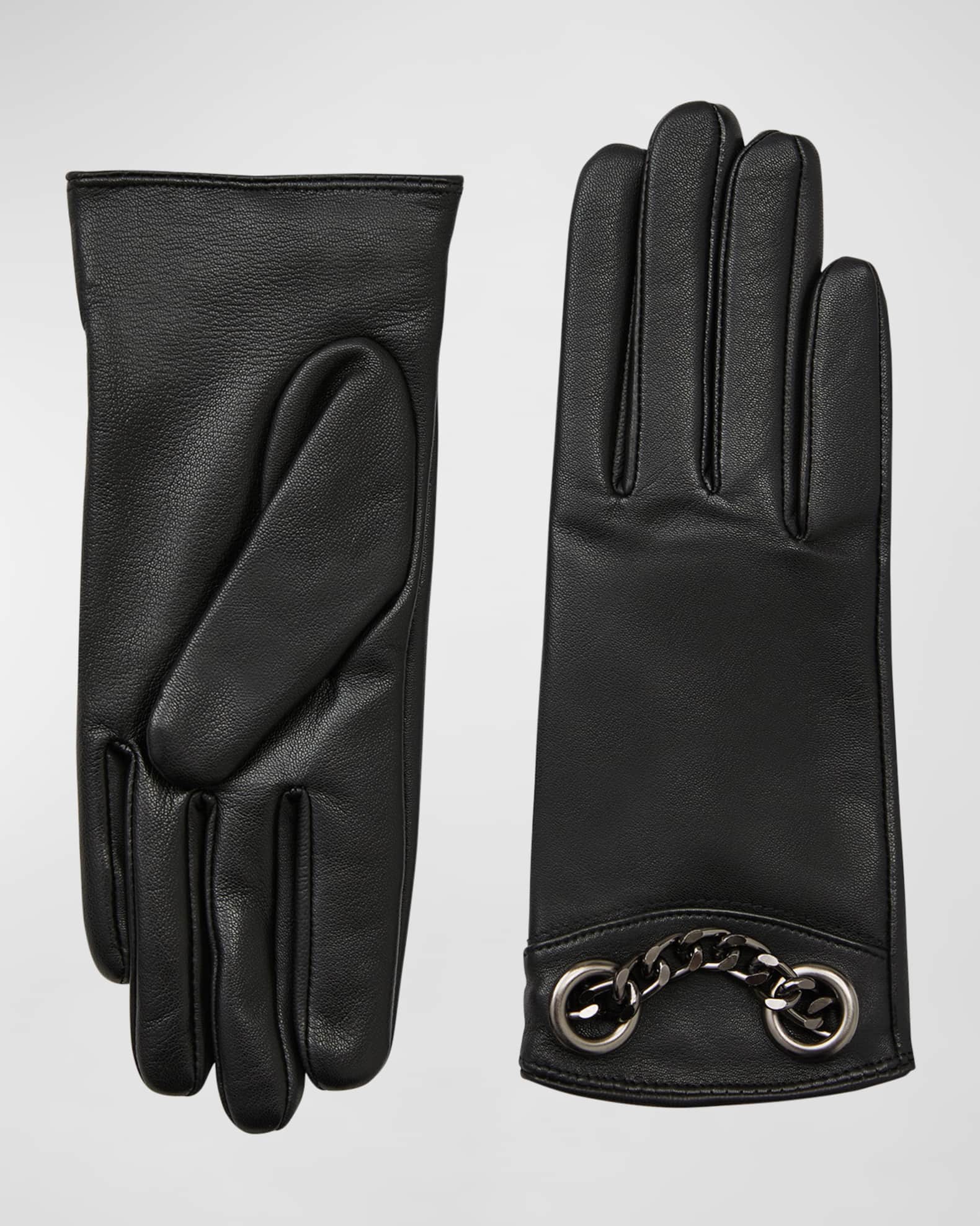 Bruno Magli Chain Leather Gloves