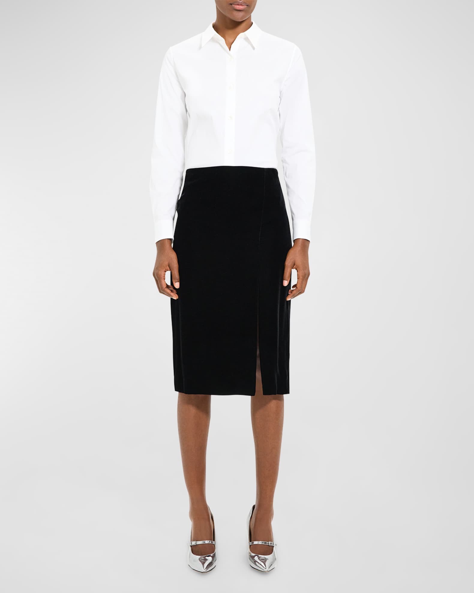 Grey velvet pencil clearance skirt