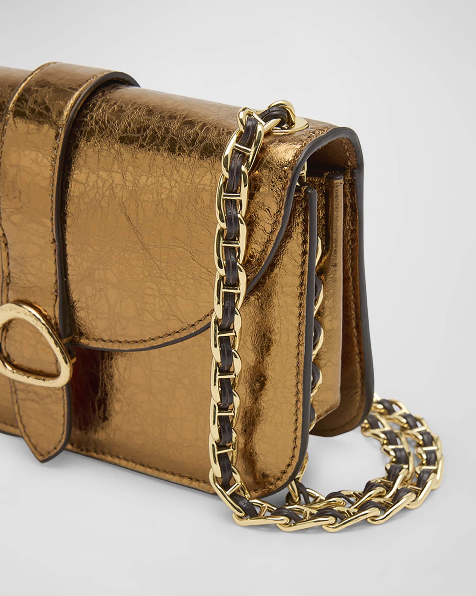 Manhattan small crackled sales metallic leather crossbody bag