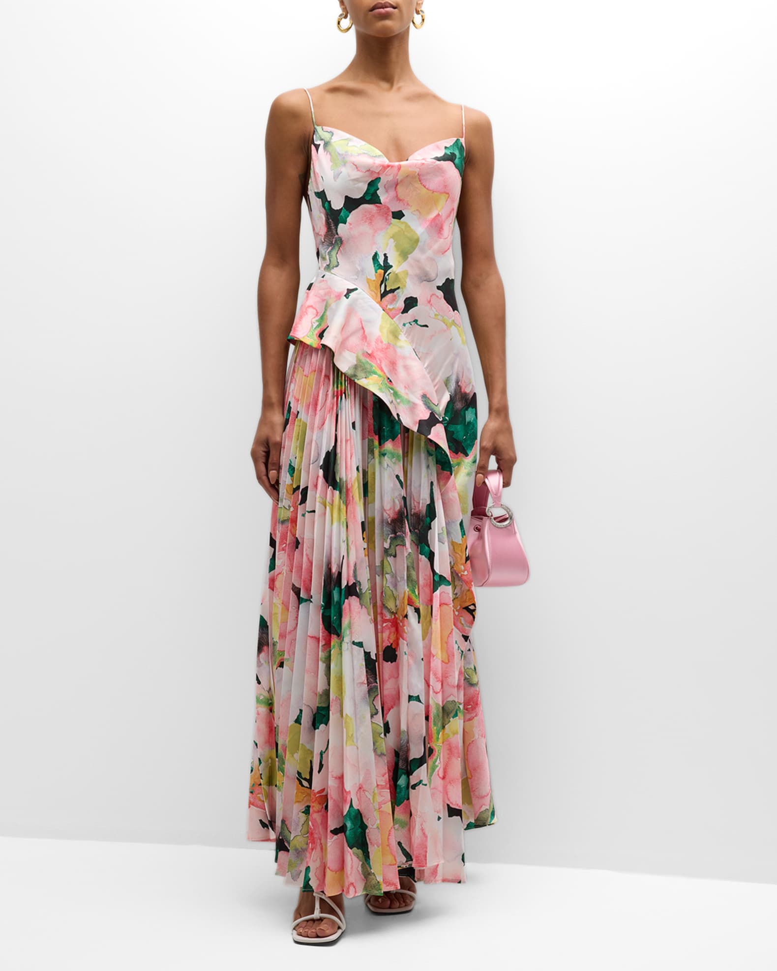 Acler Osullivan Floral Sleeveless Draped Maxi Dress | Neiman Marcus