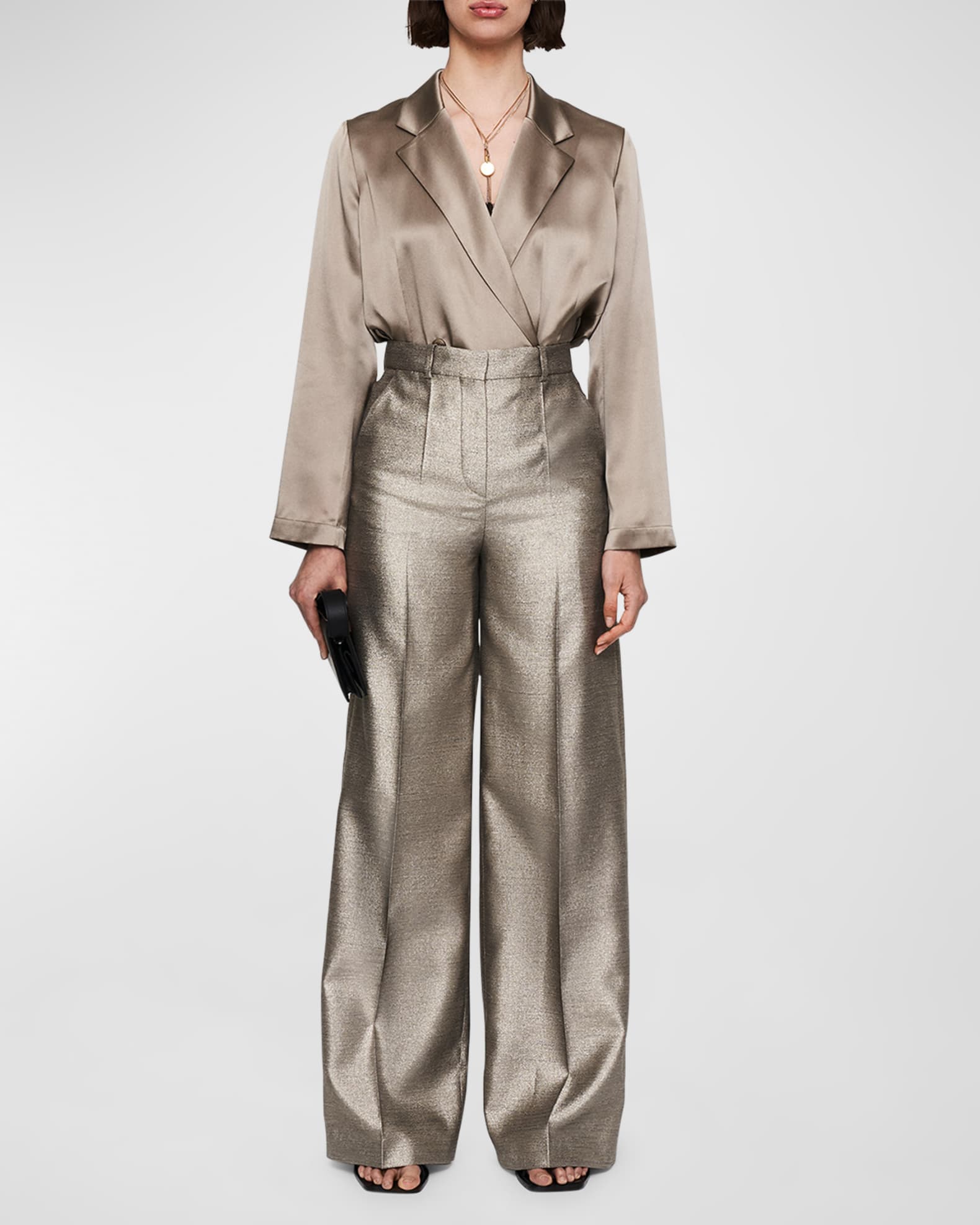 Wide leg cheap metallic pants