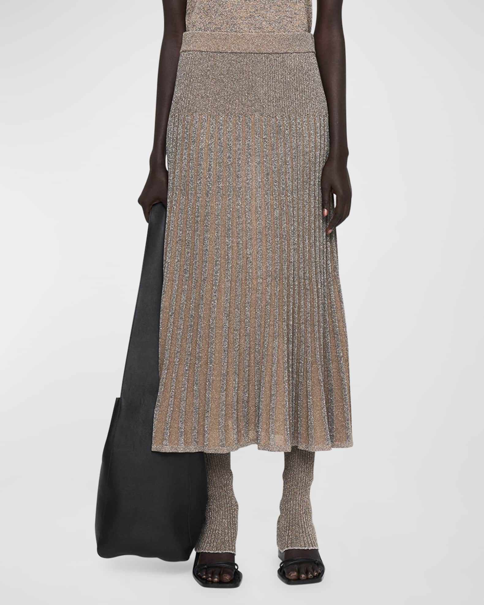 Joseph Ribbed Metallic Midi Skirt