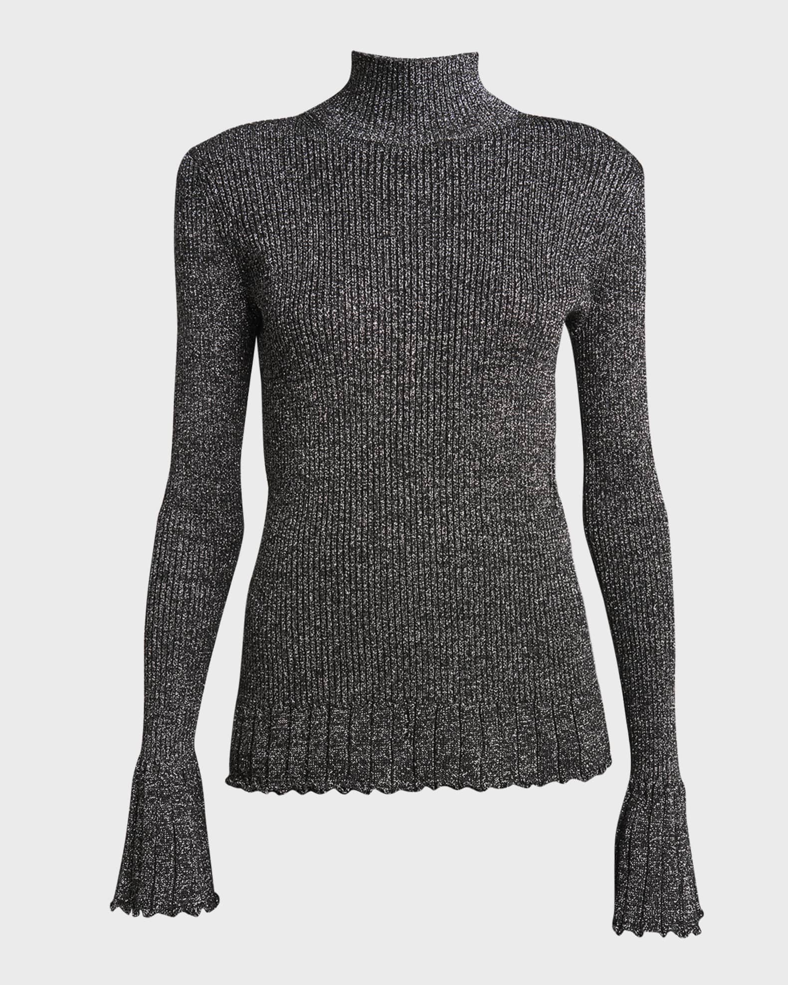 Proenza Schouler White Label Avery Sparkly Knit Turtleneck Top