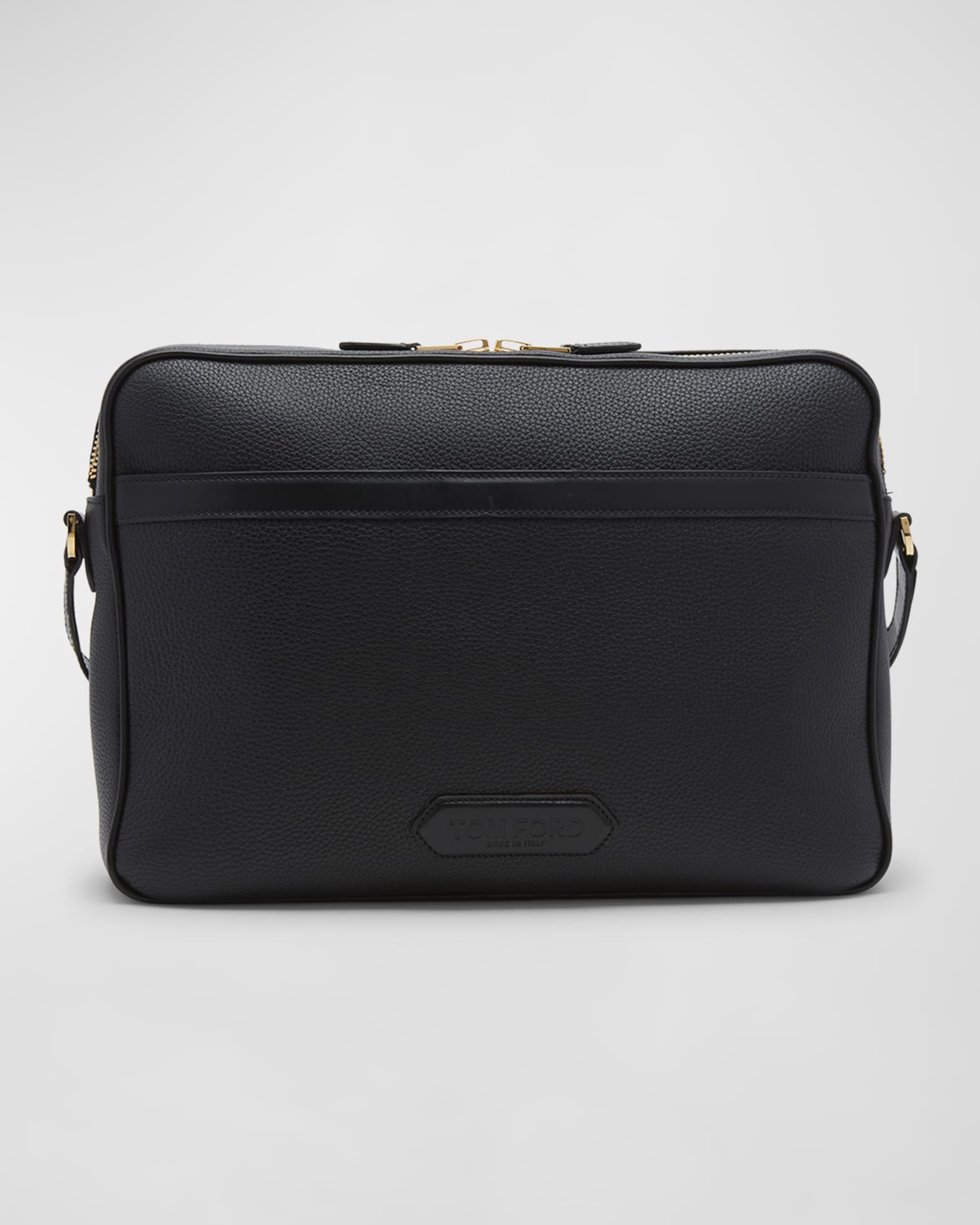 TOM FORD Men s Medium Grained Leather Messenger Bag Neiman Marcus