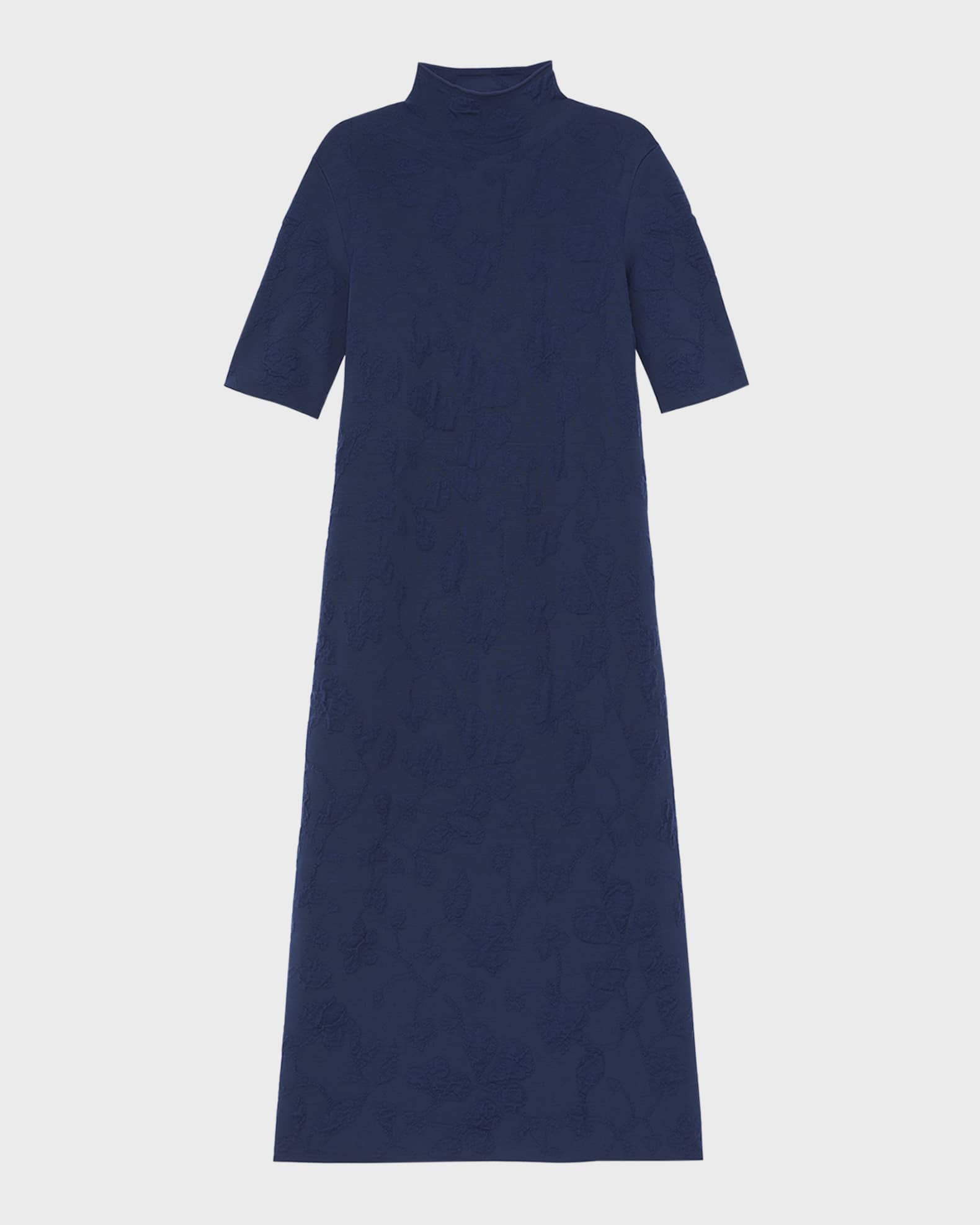 Lafayette 148 New York Mock-Neck Floral Jacquard Midi Sweater Dress