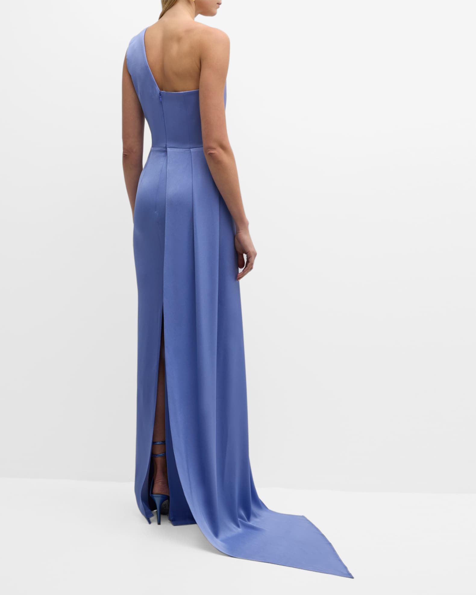 Alex Perry Ava Satin Crepe One Shoulder Sleeve Red Gown