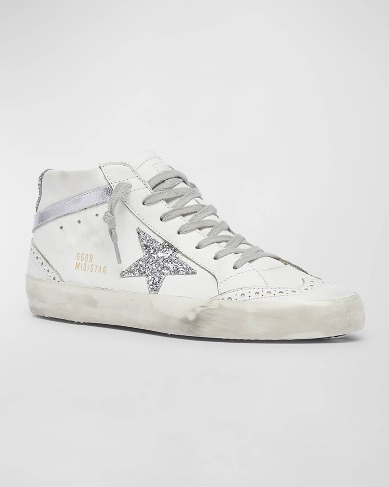 Golden Goose Mid Star Classic Glitter Leather Sneakers | Neiman Marcus