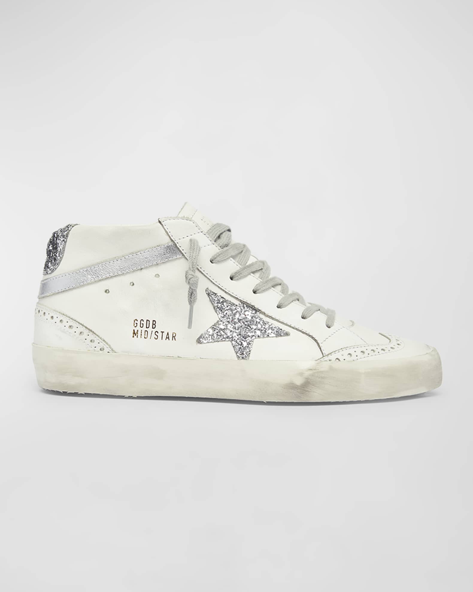 Golden Goose Mid Star Classic Glitter Leather Sneakers