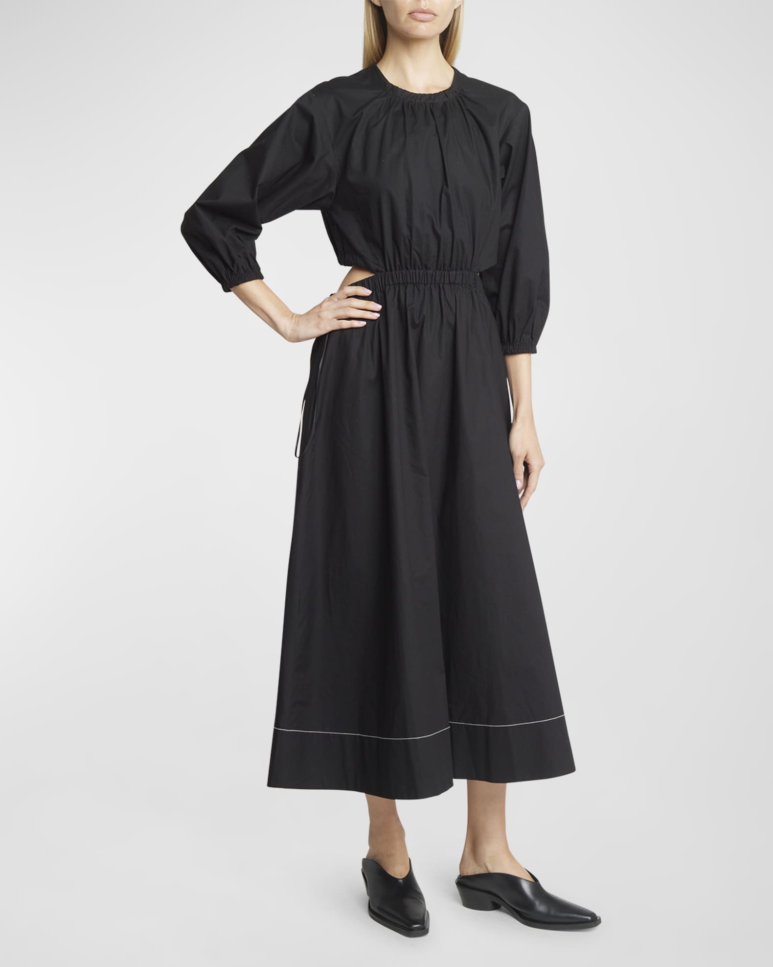 Proenza Schouler White Label
 Smocked Crepe Midi-Dress