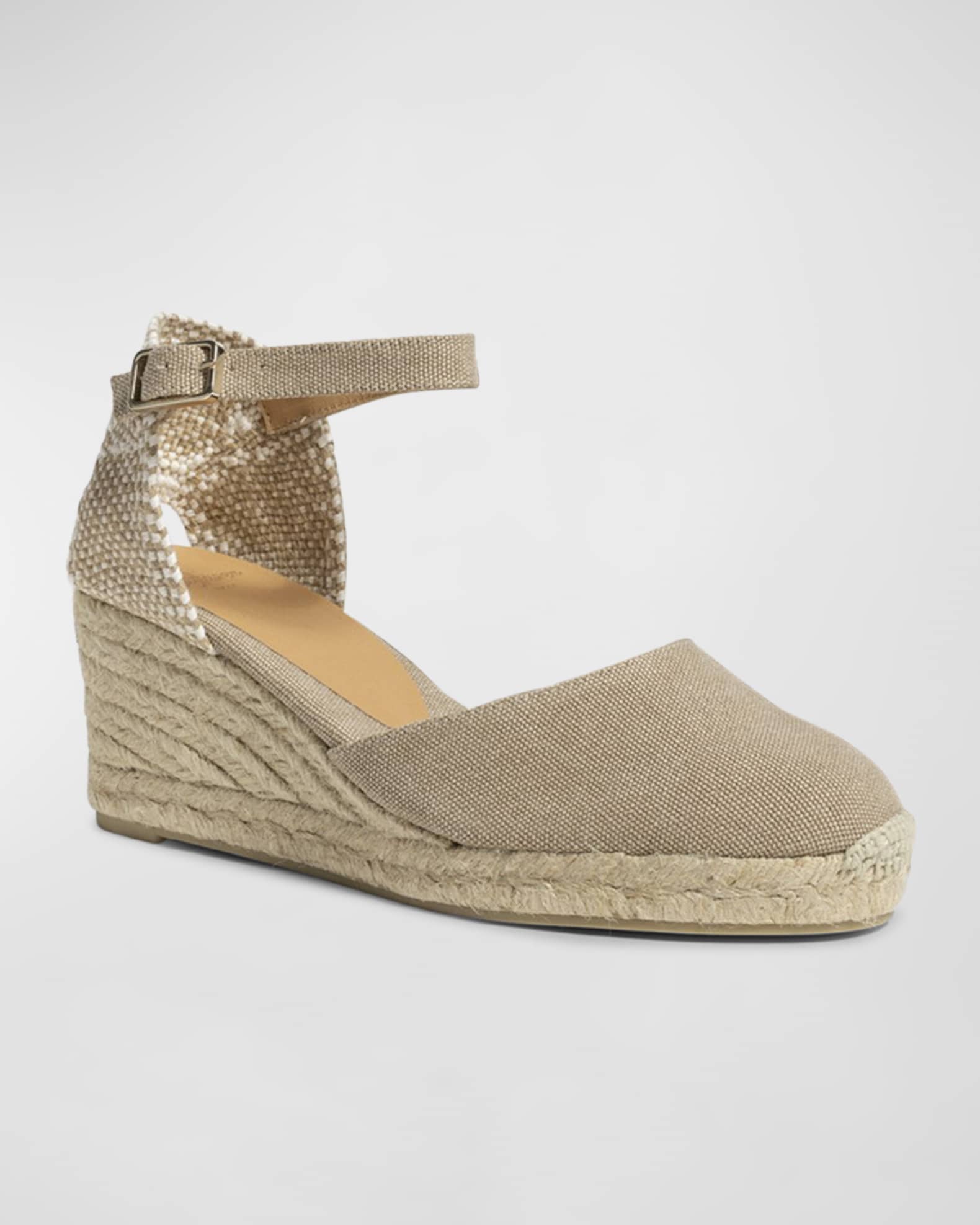 Carol Canvas Ankle-Strap Wedge Espadrilles 1