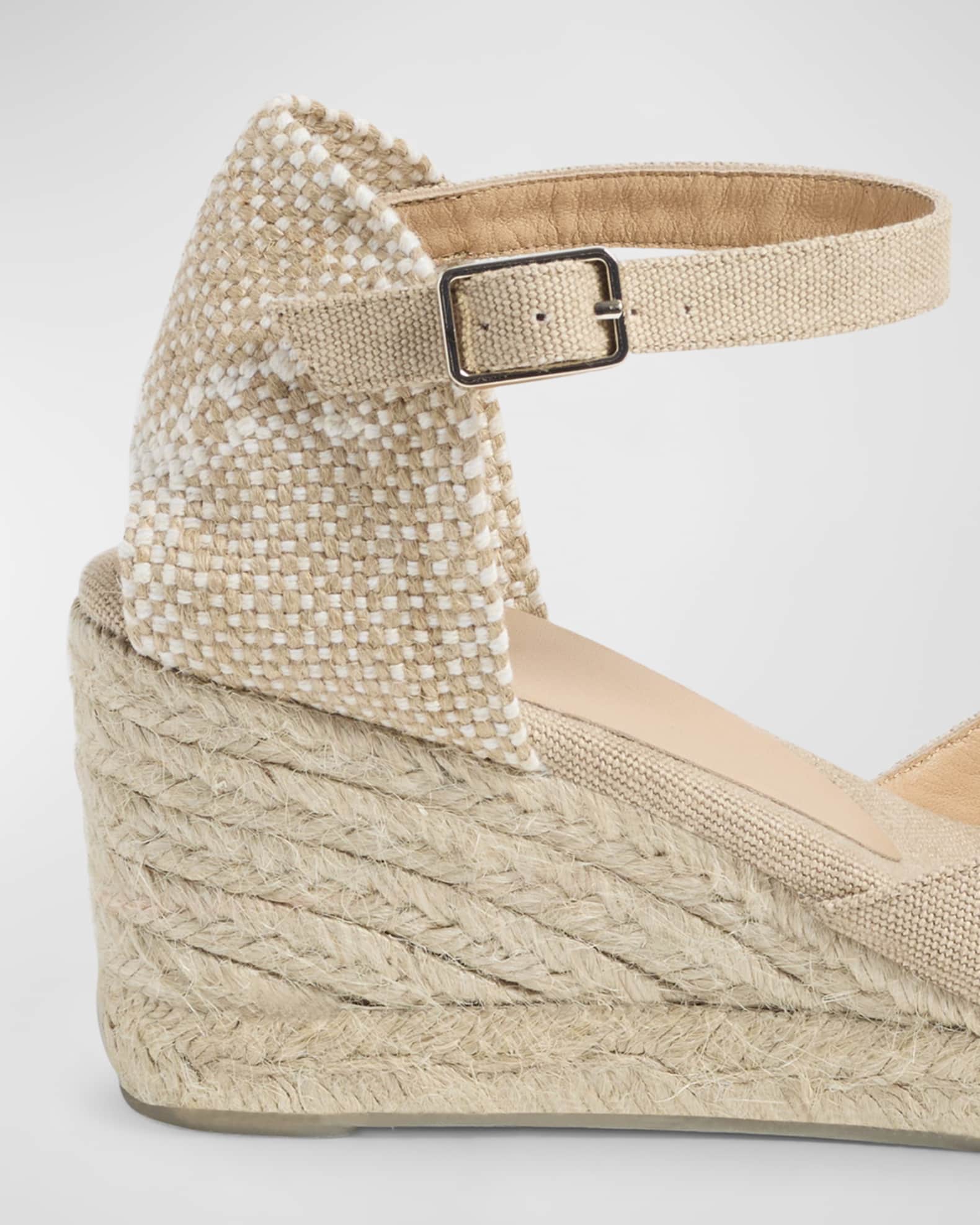 Carol Canvas Ankle Strap Wedge Espadrilles