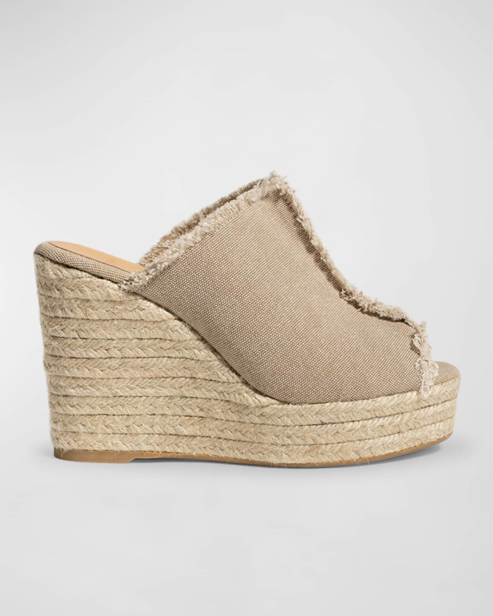 Castaner Fatima Frayed Canvas Slide Espadrilles Neiman Marcus