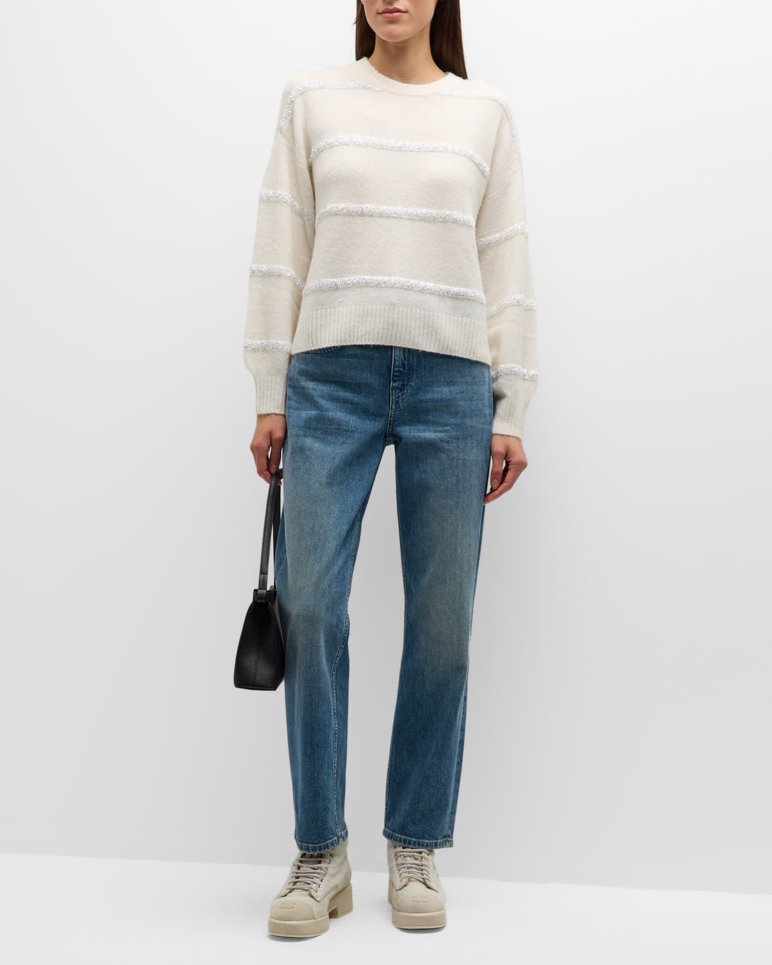 Splendid Rae Sequin Drop-Shoulder Sweater | Neiman Marcus