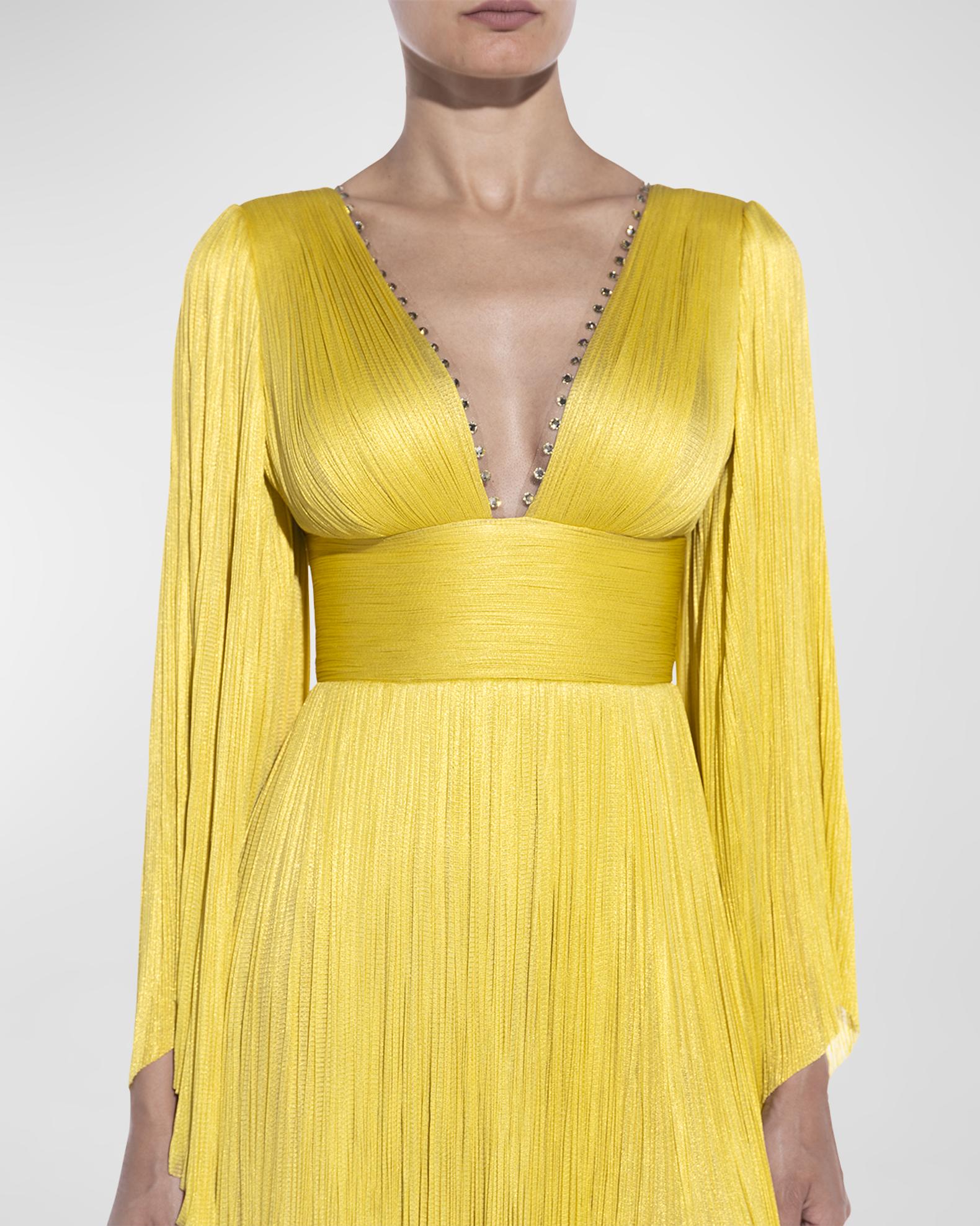 Plisse Faux Fur Crystal Dress