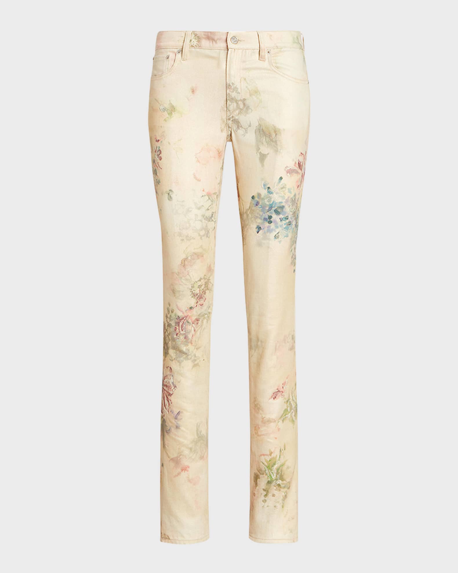 Floral high-rise straight pants