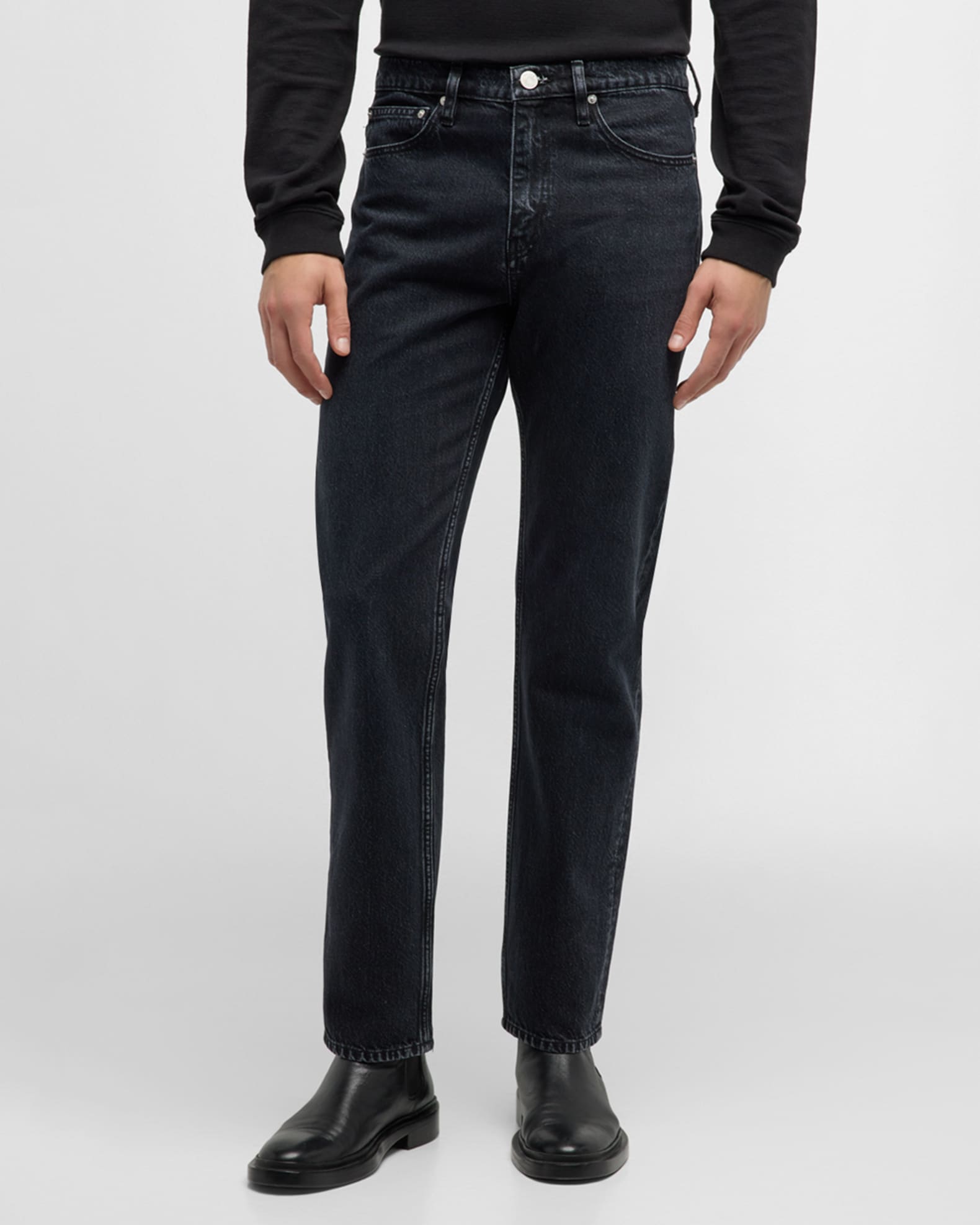 FRAME Men's Straight-Leg Washed Denim Jeans | Neiman Marcus