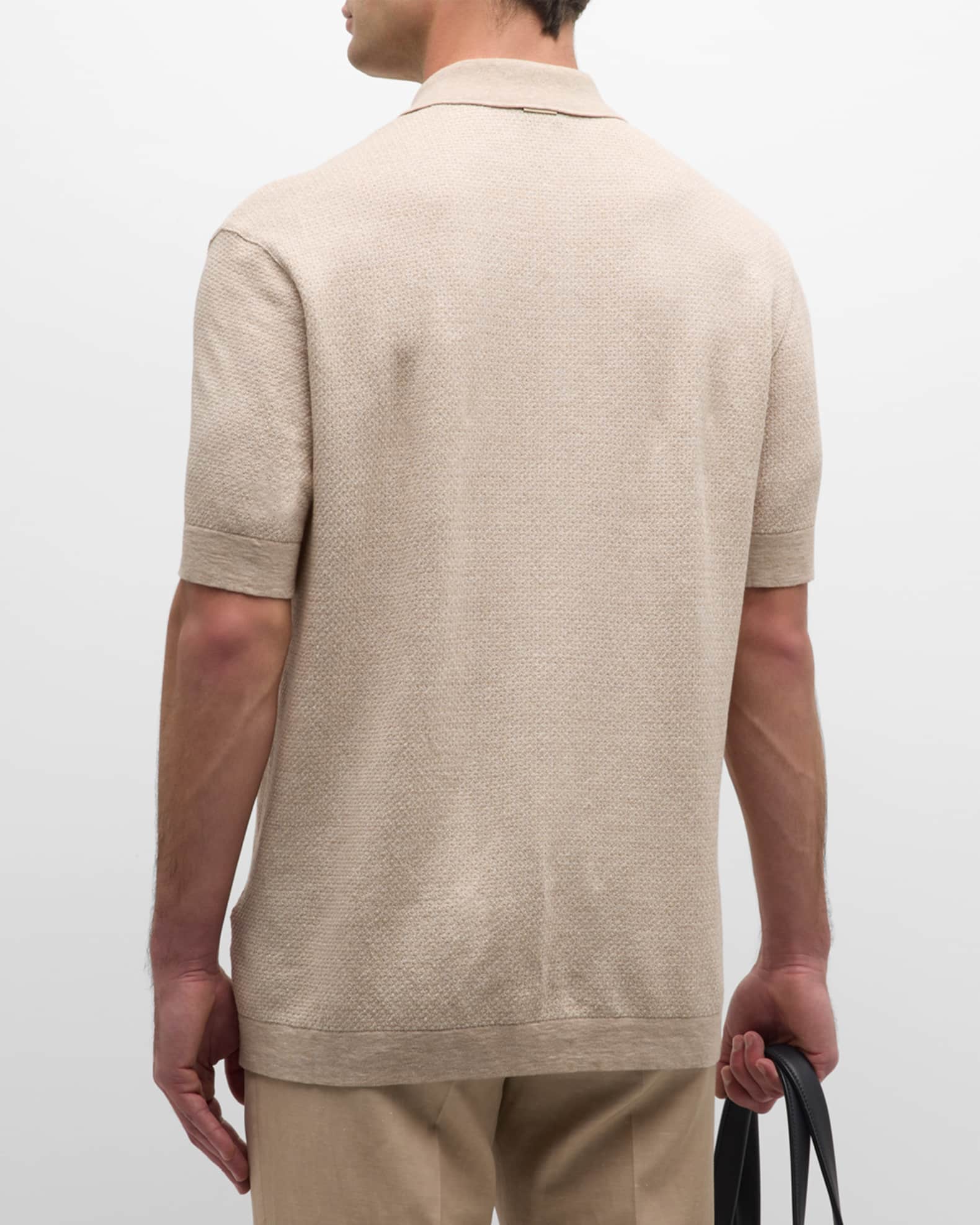 Zegna Men's Polo Jacquard in Cotone Grey main image 1