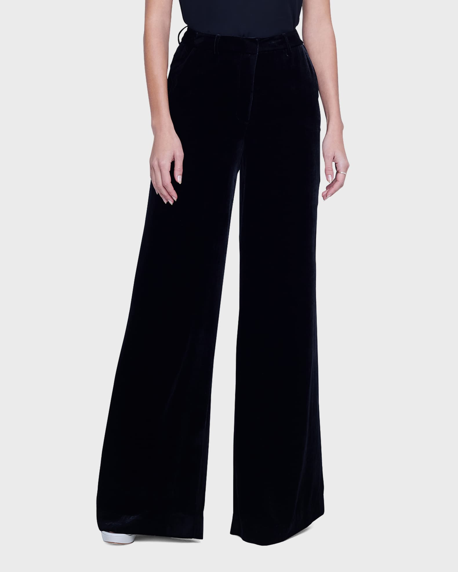 L'Agence Pilar Velvet Wide-Leg Pants | Neiman Marcus