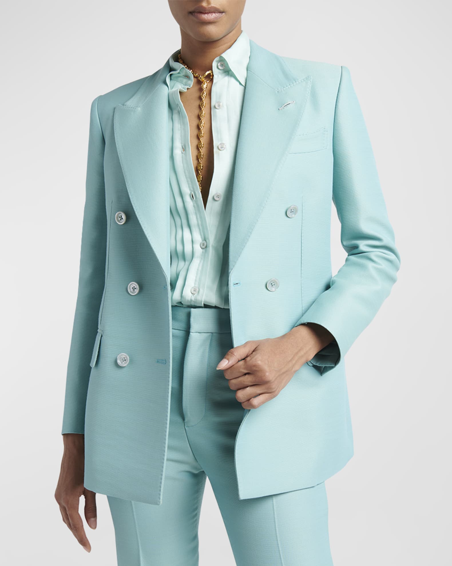 TOM FORD Double Breasted Wool Blazer Jacket Neiman Marcus