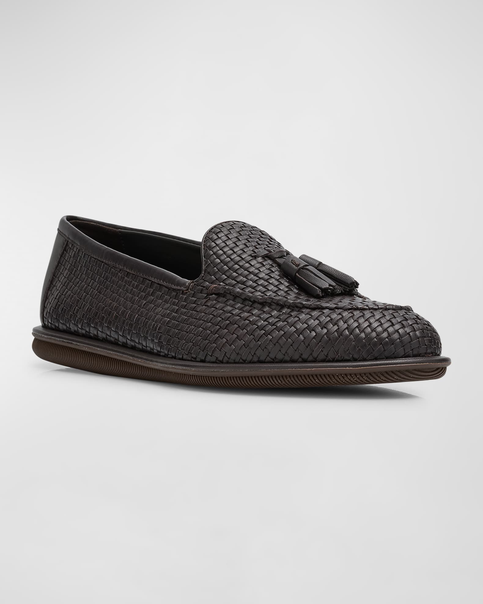 Men's Woven Leather Tassel Loafers 1