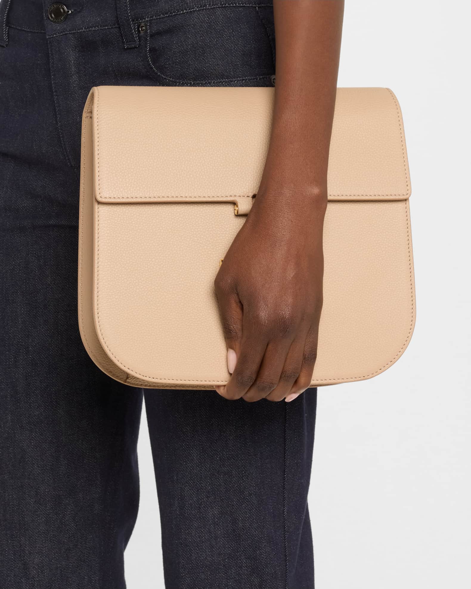 Tara Medium Crossbody in Grained Leather with Leather Strap 1
