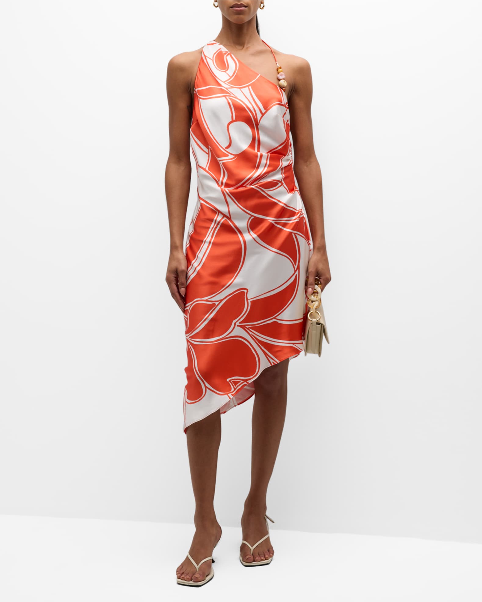 SIR Ramona Asymmetric Bias Halter Midi Dress | Neiman Marcus