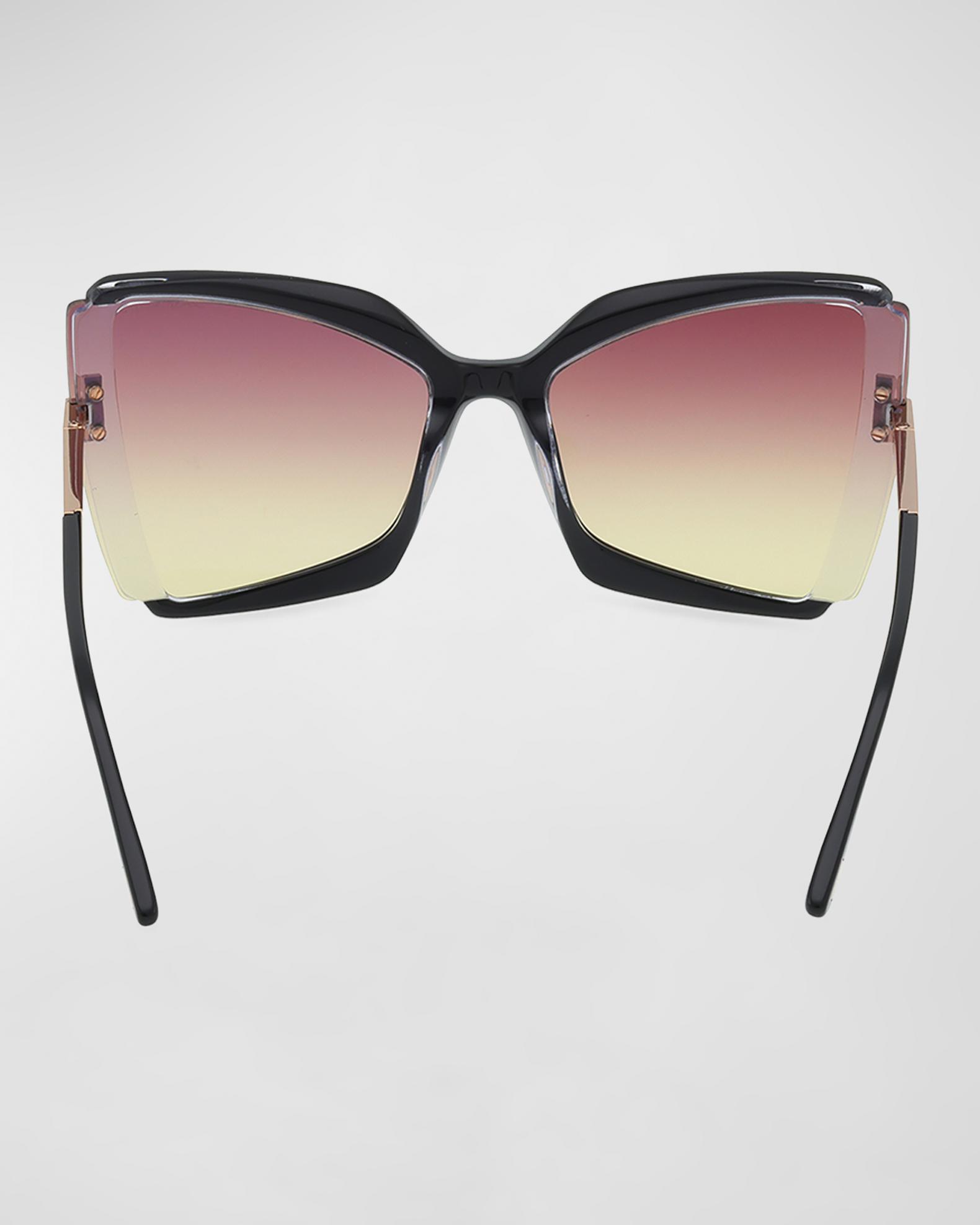 TOM FORD Gia Semi-Rimmed Acetate Butterfly Sunglasses  display picture 3
