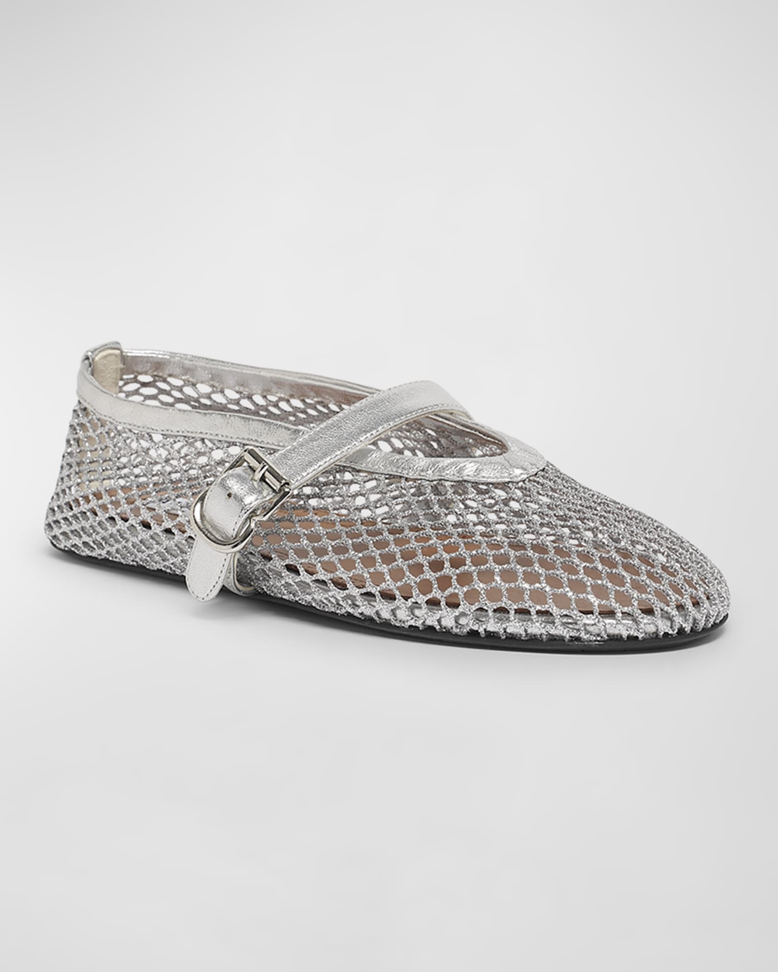 ALAIA Metallic Net Mary Jane Ballerina Flats | Neiman Marcus