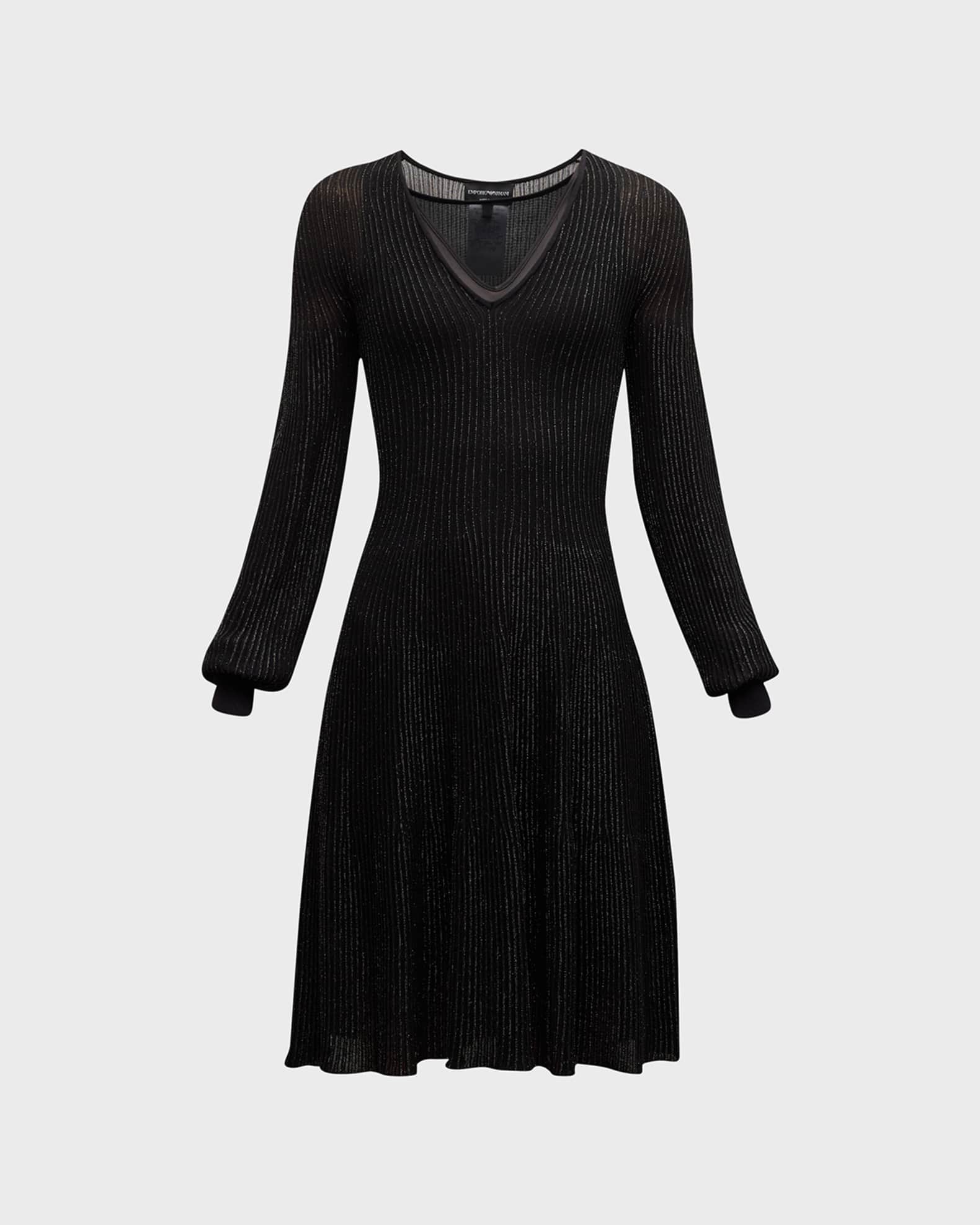 Metallic Ribbed A-Line Midi Dress 0