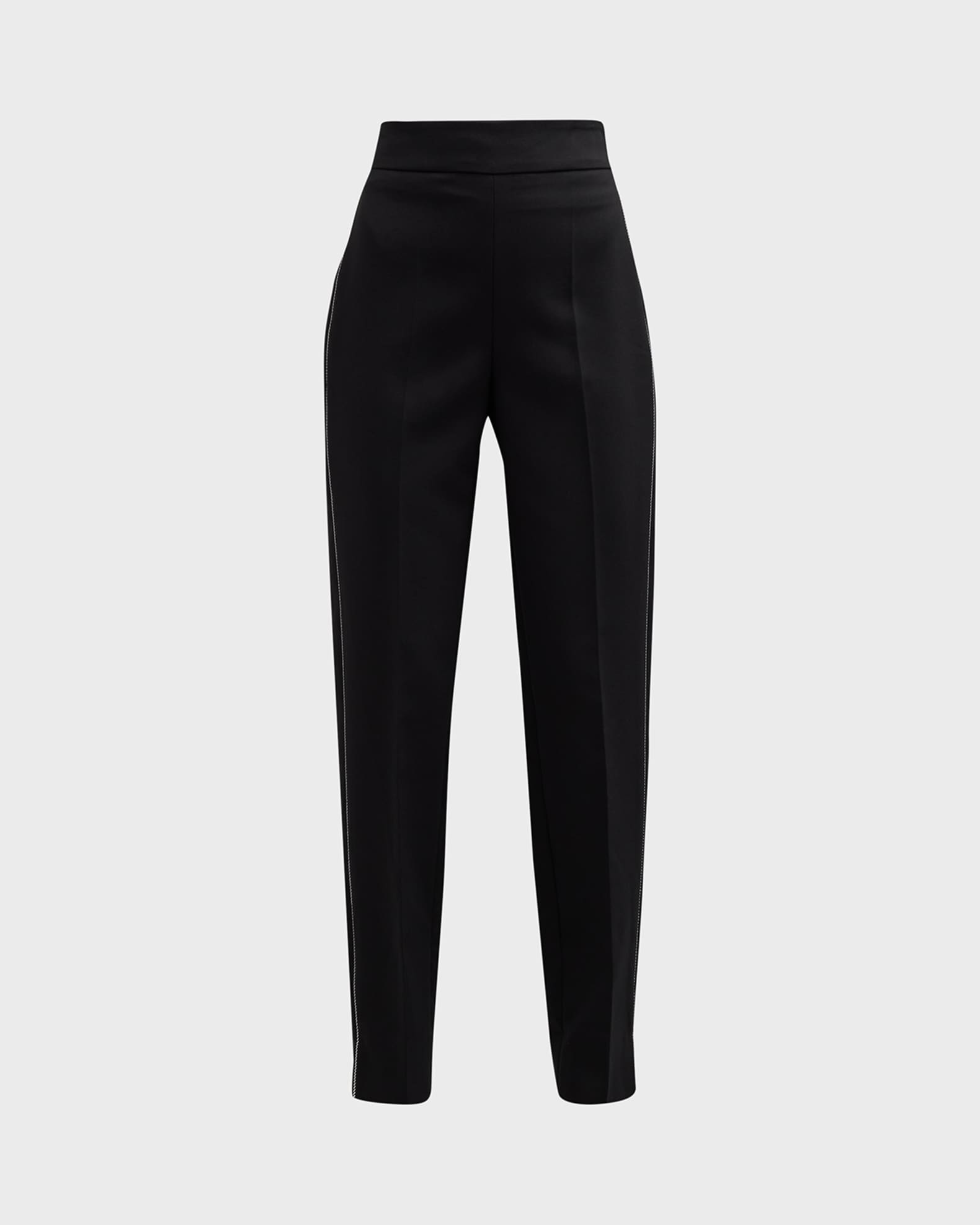 Emporio Armani Embellished High-Rise Tapered Cady Pants | Neiman