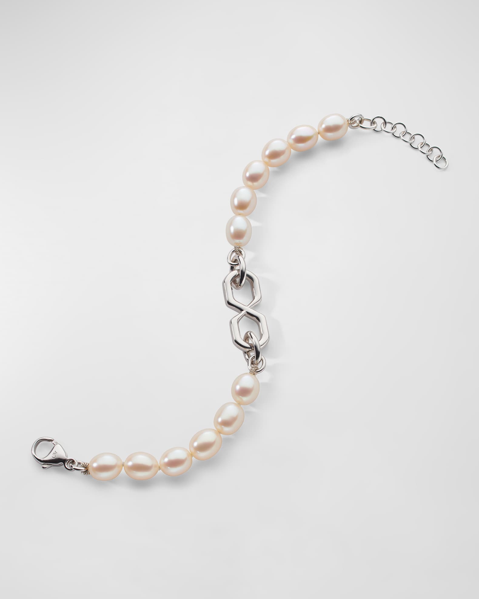 Sterling Silver The Symbol Pearl Infinity Bracelet  0
