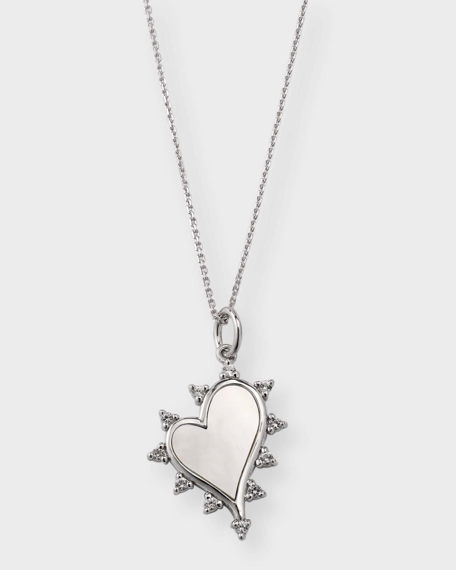  Sterling Silver Mother of Pearl Heart Necklace 0