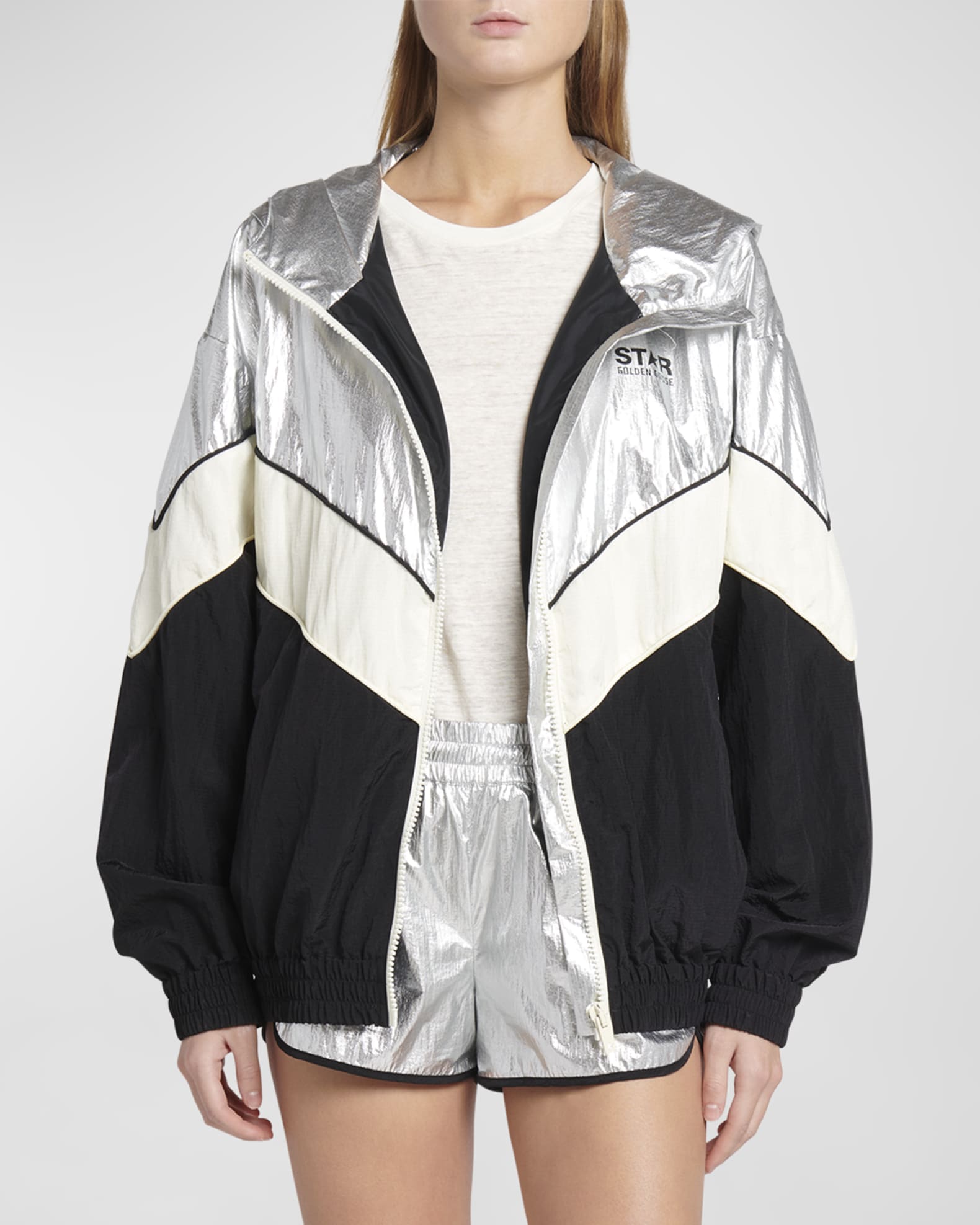 Star Metallic Patchwork Windbreaker