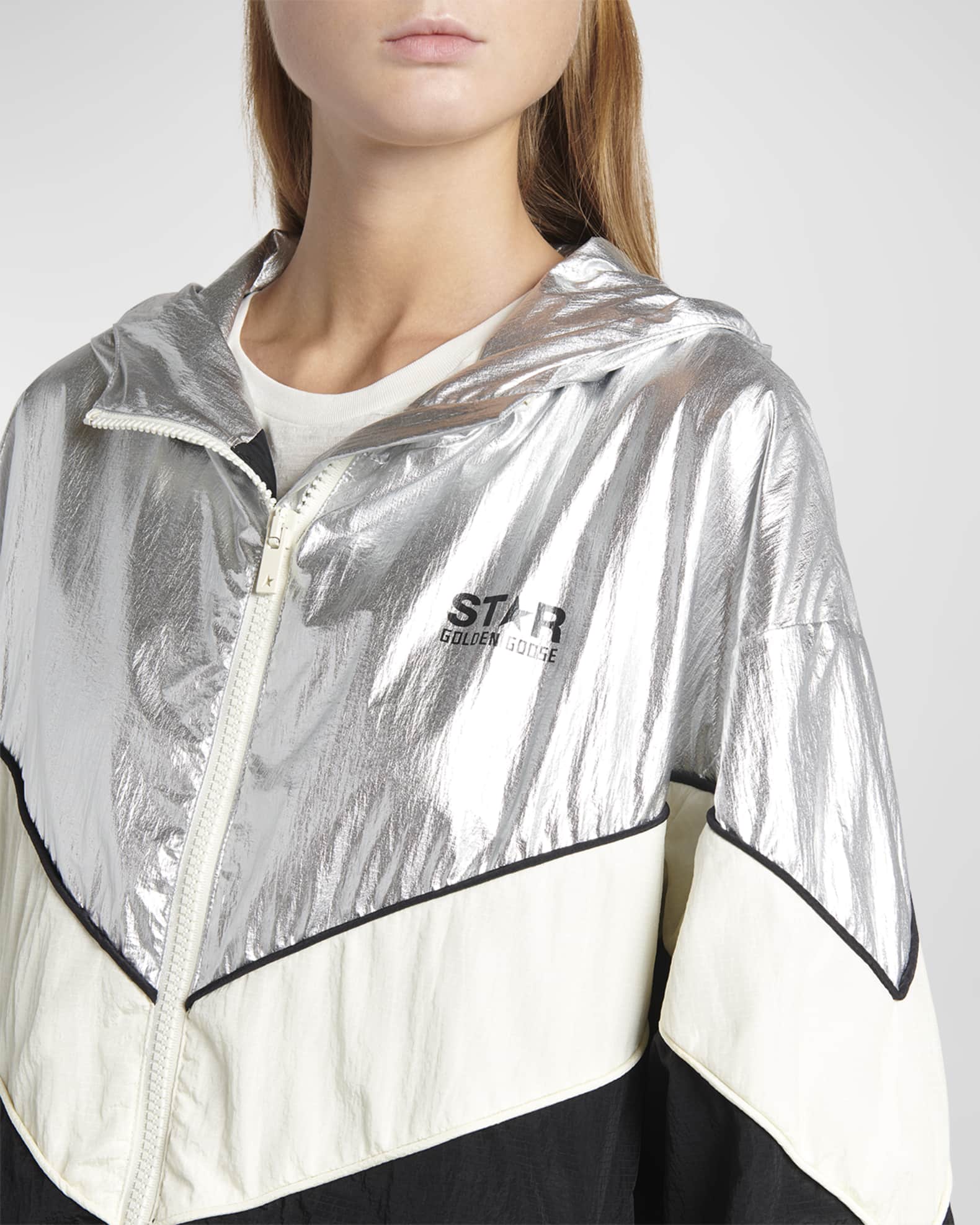 Golden Goose Star Metallic Patchwork Windbreaker | Neiman Marcus