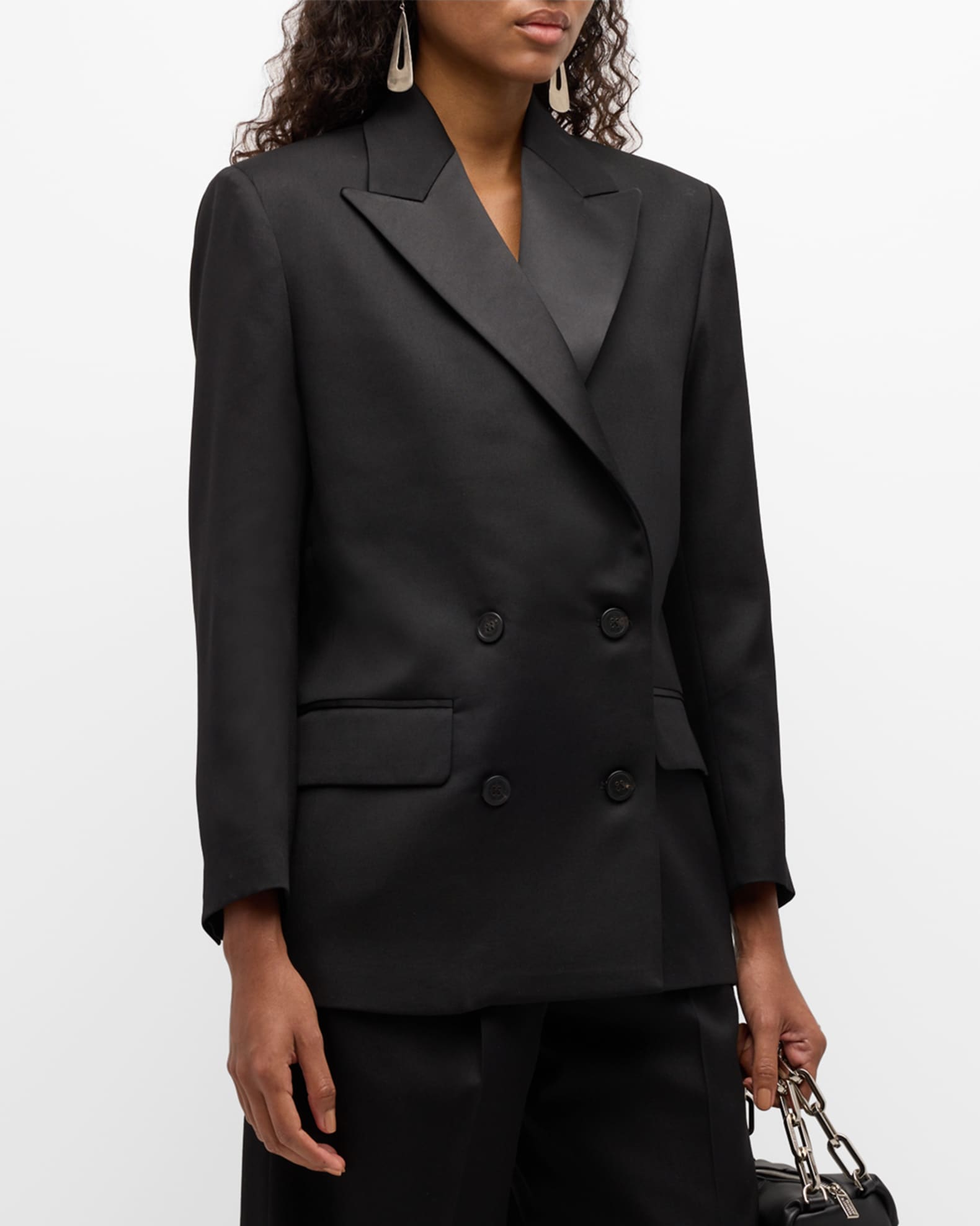 Golden Laureen Wool Gabardine Boyfriend Tuxedo Jacket