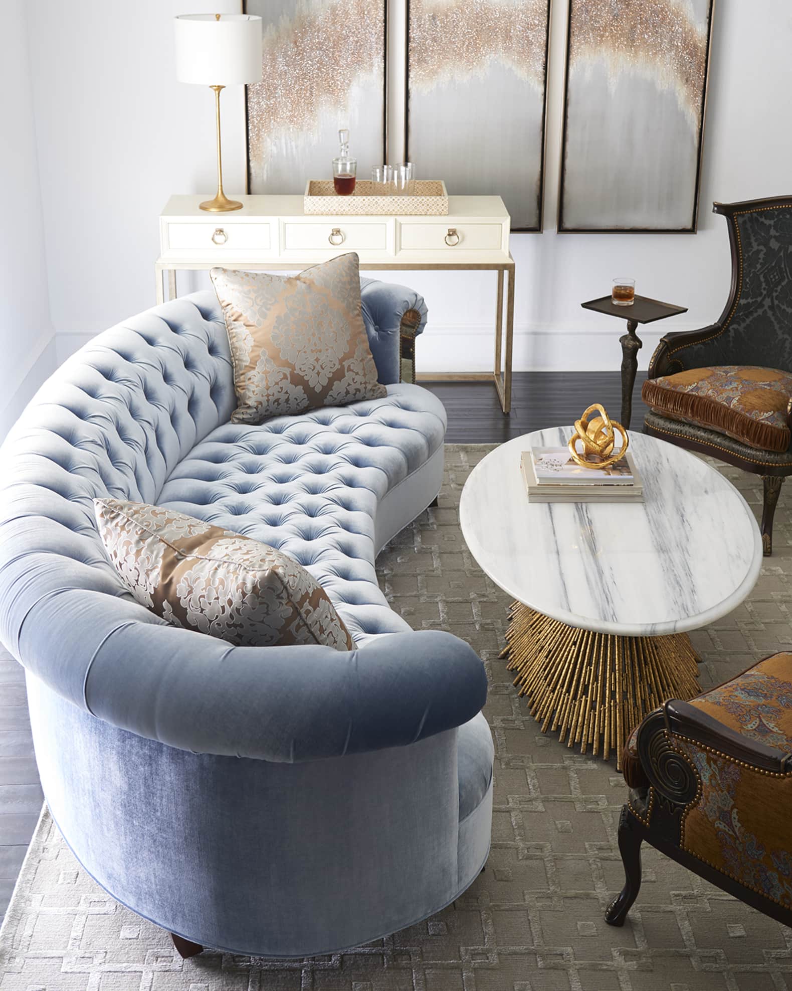 ATEEZ HBD HOUSEROBE ハウスローブ　ガウン　ソンファ　センイル Haute House Rebecca Mirrored Tufted Sofa - 86