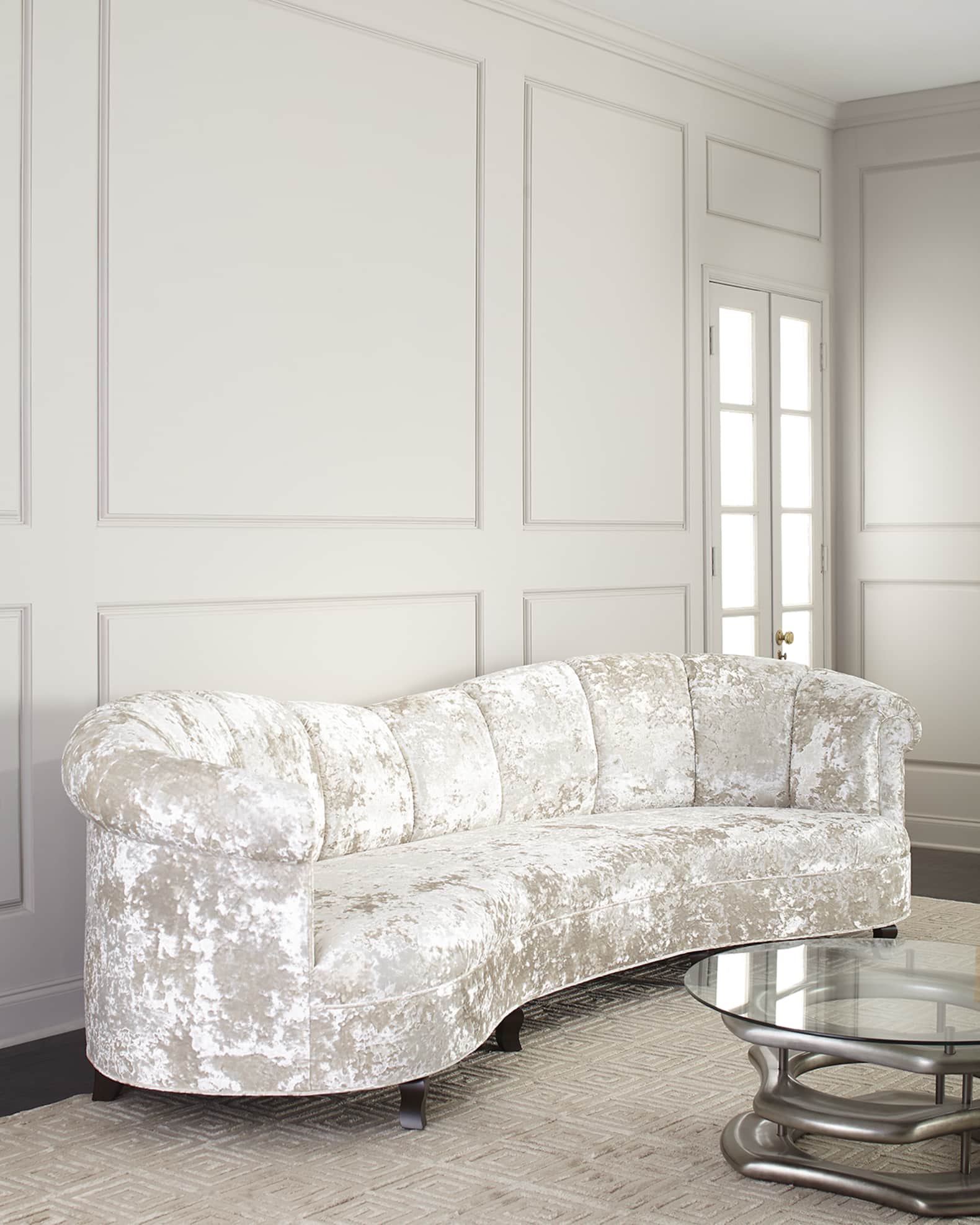 Lizette Velvet Channel-Tufted Sofa - 85" 1