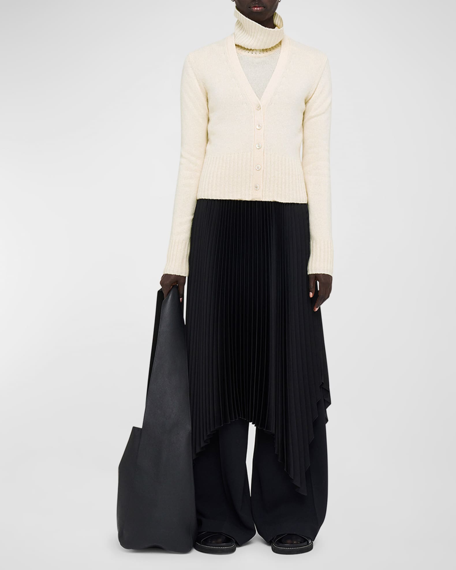 Cashmere Button-Down V-Neck Cardigan 1