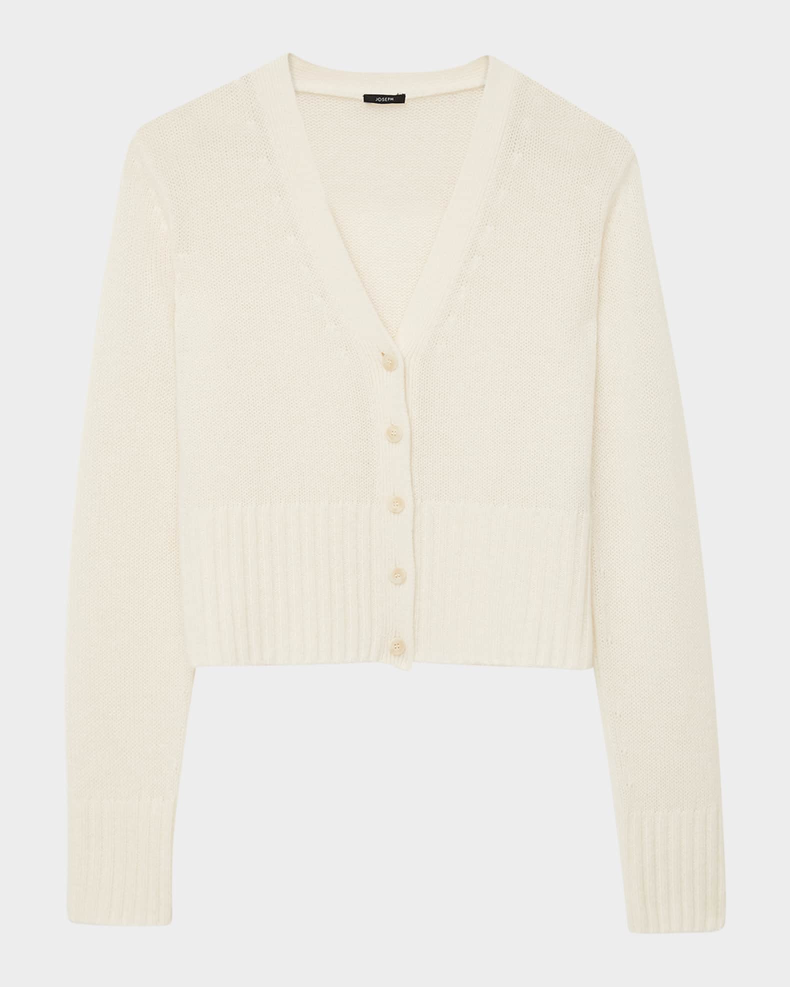 Joseph Womens Ivory V Neck Relaxed Fit Cashmere Cardigan XXS