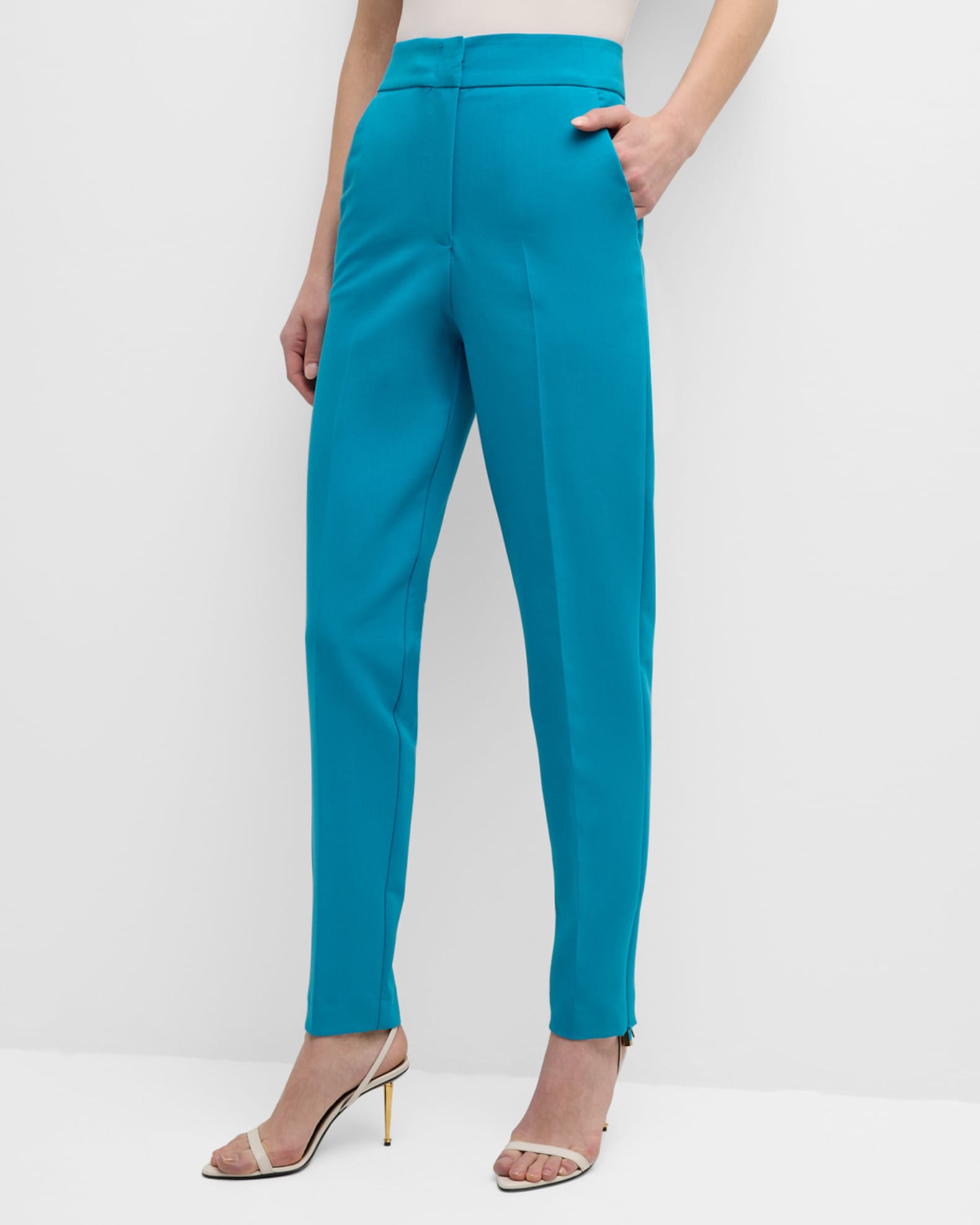 Armani Brown High Waist Silk Tapered Long Pants