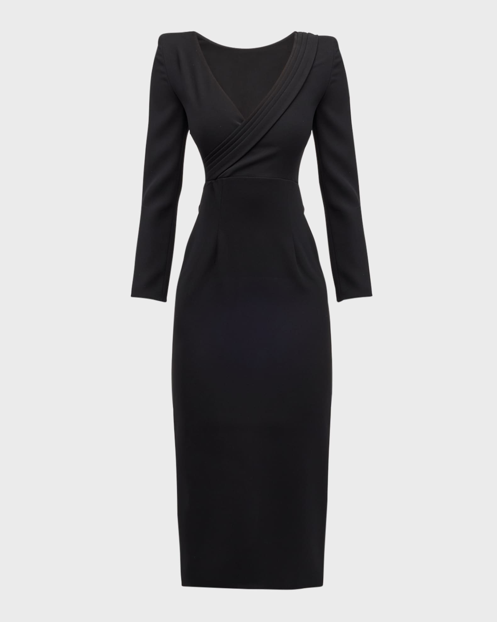 Pleated Cady Column Midi Dress 0