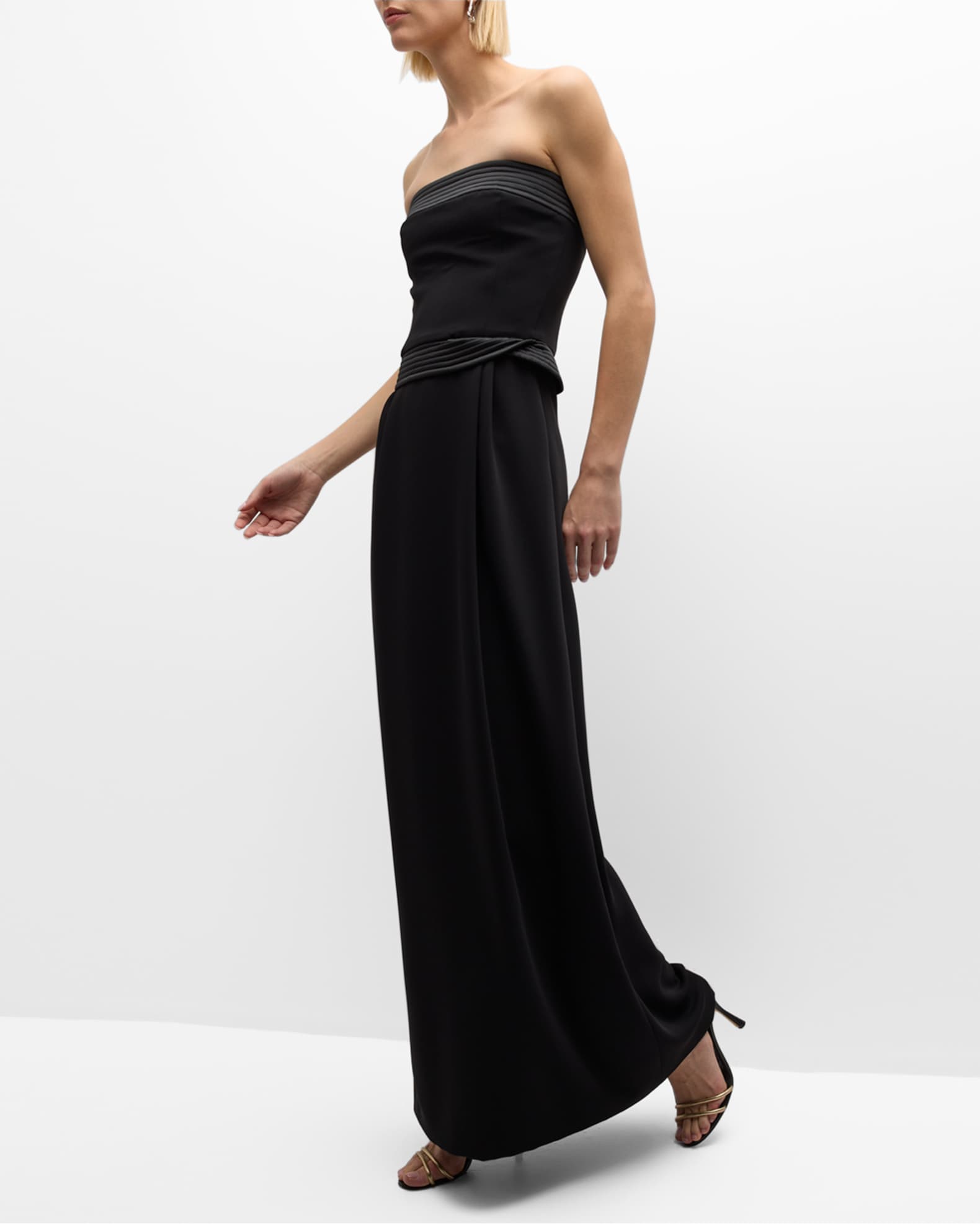 Emporio Armani Strapless Pleated Column Gown | Neiman Marcus